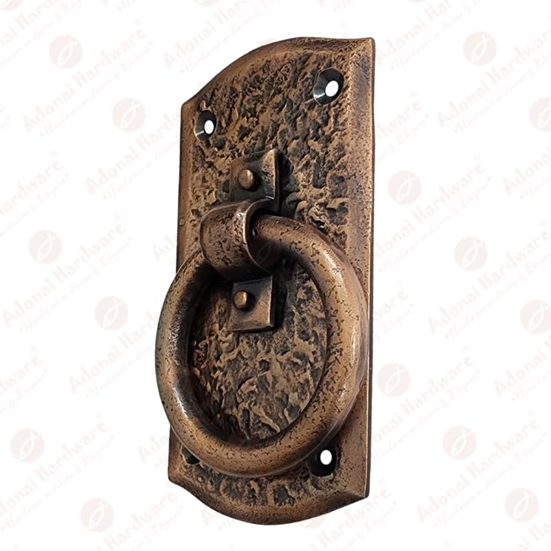 Zuriel Antique Iron Door Knocker - Set of 2 in Antique Copper Finish - Heavy Duty Rustic Entry Door Decor for Victorian Homes & Cabin Style Houses