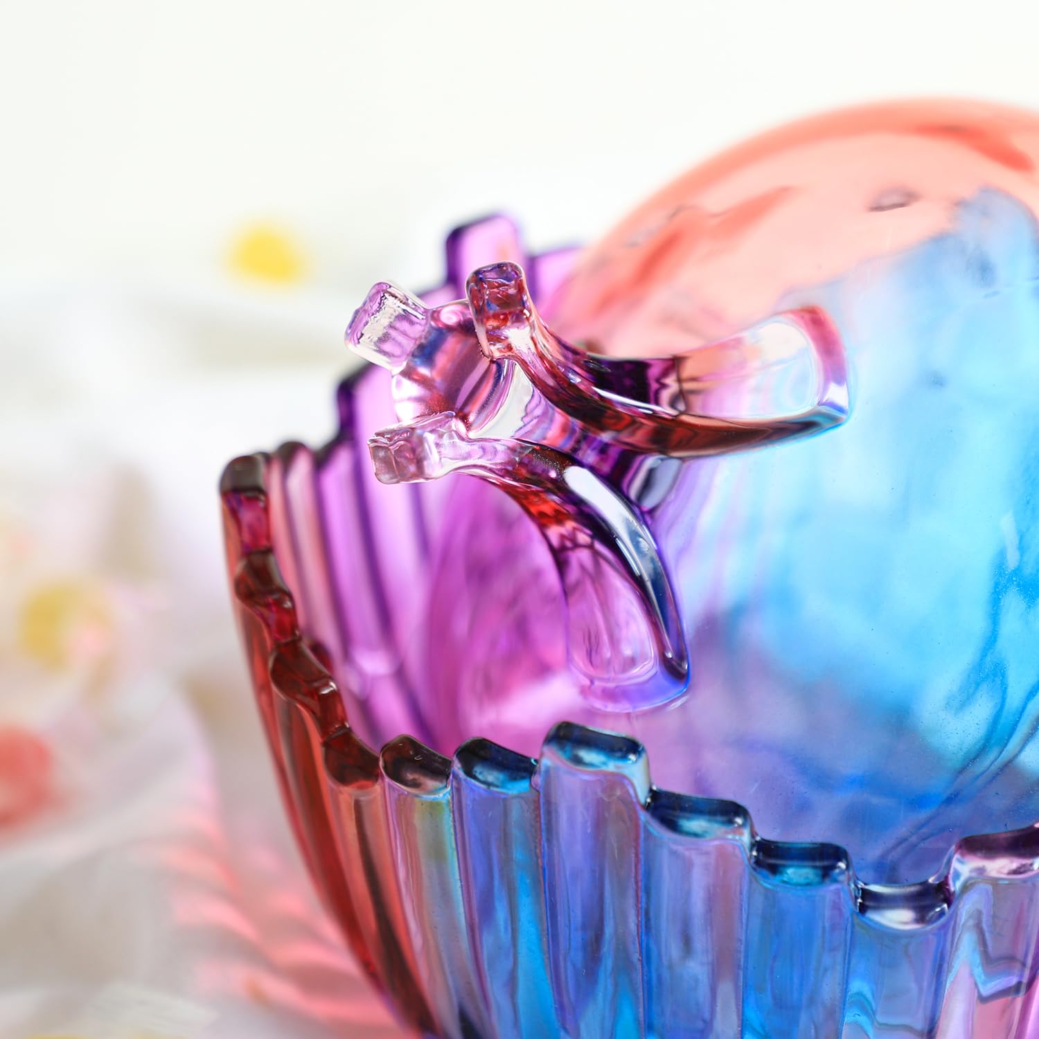 Royal Large Glass Candy Dish with Lid - Purple Rainbow Clear Apothecary Jar for Wedding Candy Buffet, Party Treats & Home Decor (27oz) | Perfect for Candy Storage, Dessert Display & Gift Giving