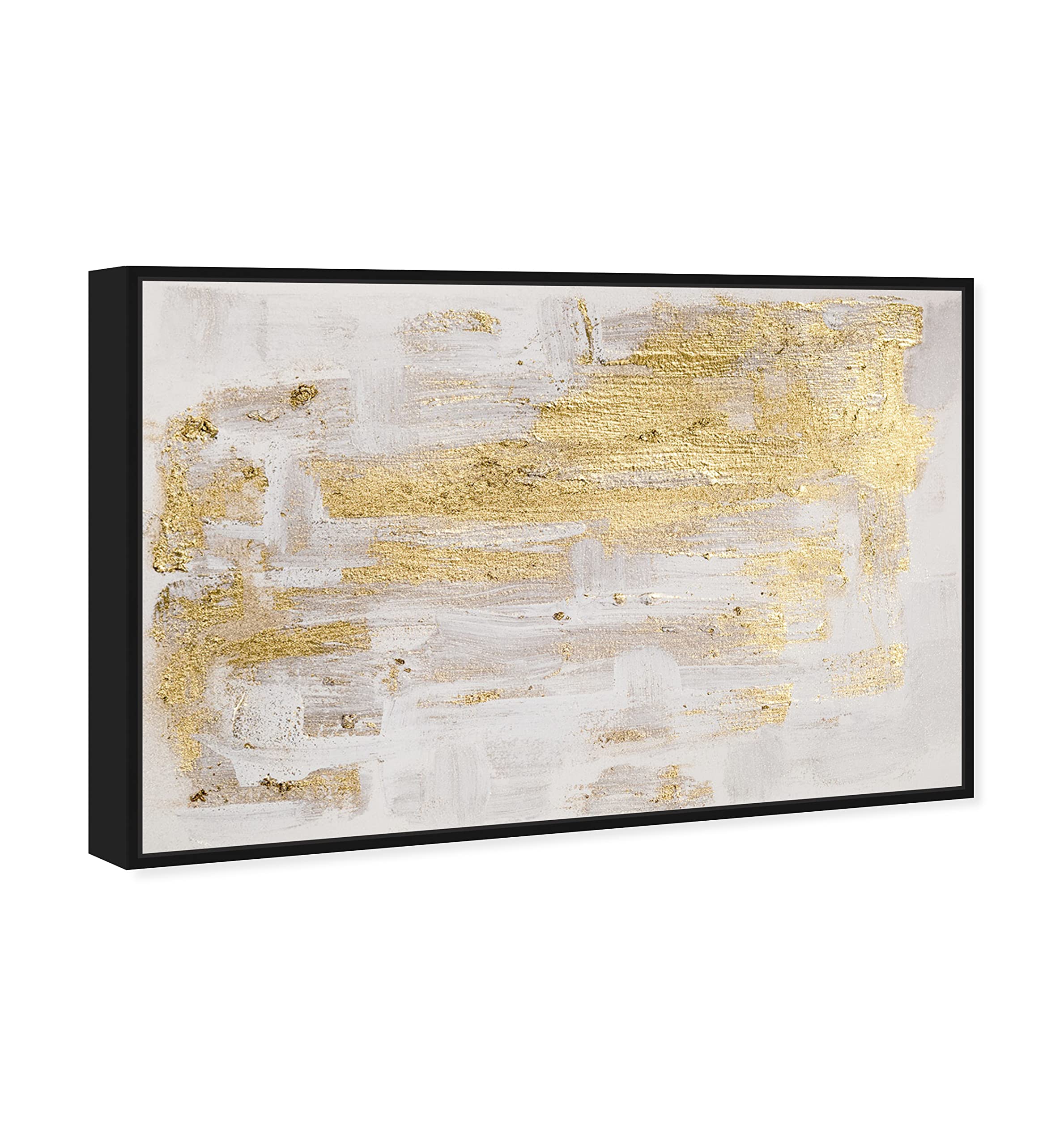 Abstract Wall Art Canvas Print 'Pure Love' - 54x36 Inches, Gold & White - Modern Home Decor for Living Room, Bedroom & Office