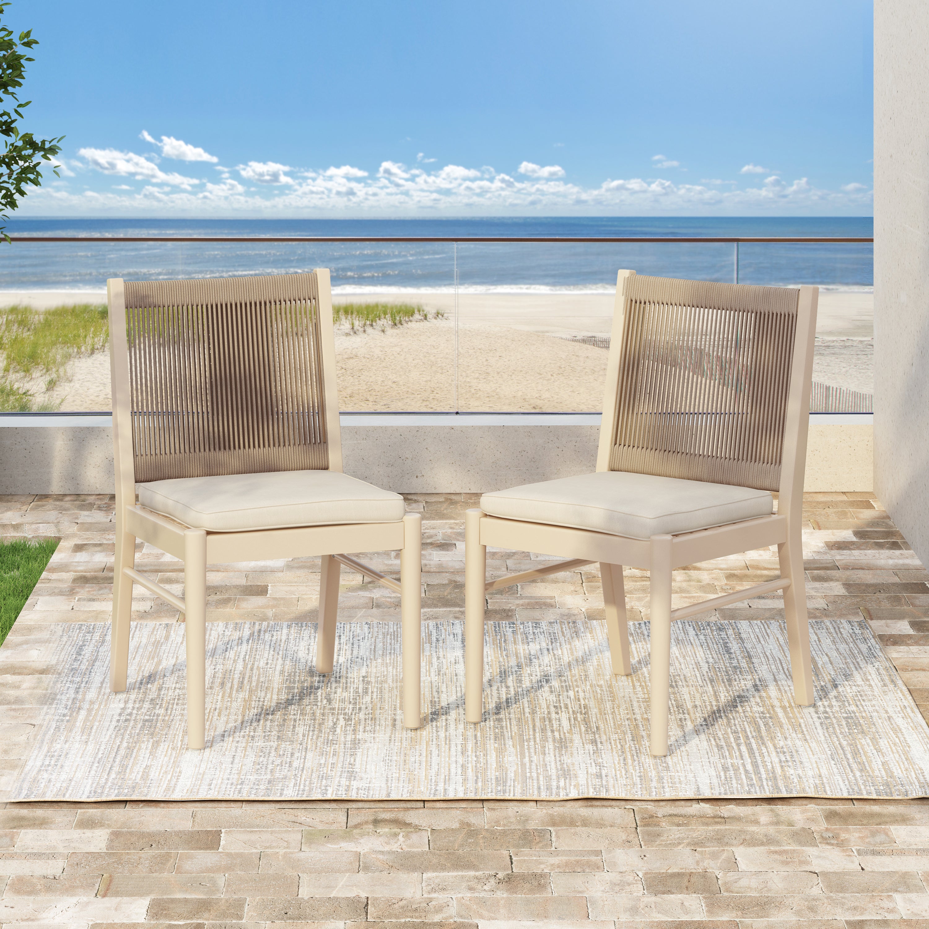CORDOBA KD Dining Chair Set of 2 - Modern Wooden Kitchen Chairs with Upholstered Seat - Perfect for Dining Room, Kitchen, and Breakfast Nook