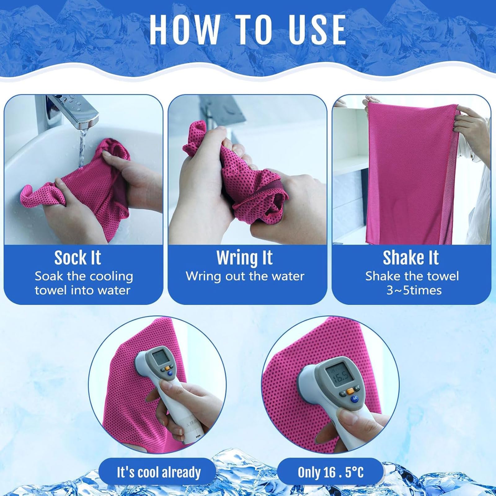 15 Pack Cooling Towels for Neck & Face - 40