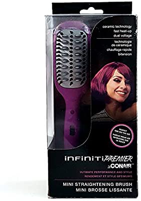 CONAIR InfinitiPro Mini Straightening Brush - 1 Inch Ceramic Flat Iron for Smooth & Shiny Hair | Perfect for Travel, Home & Salon Use