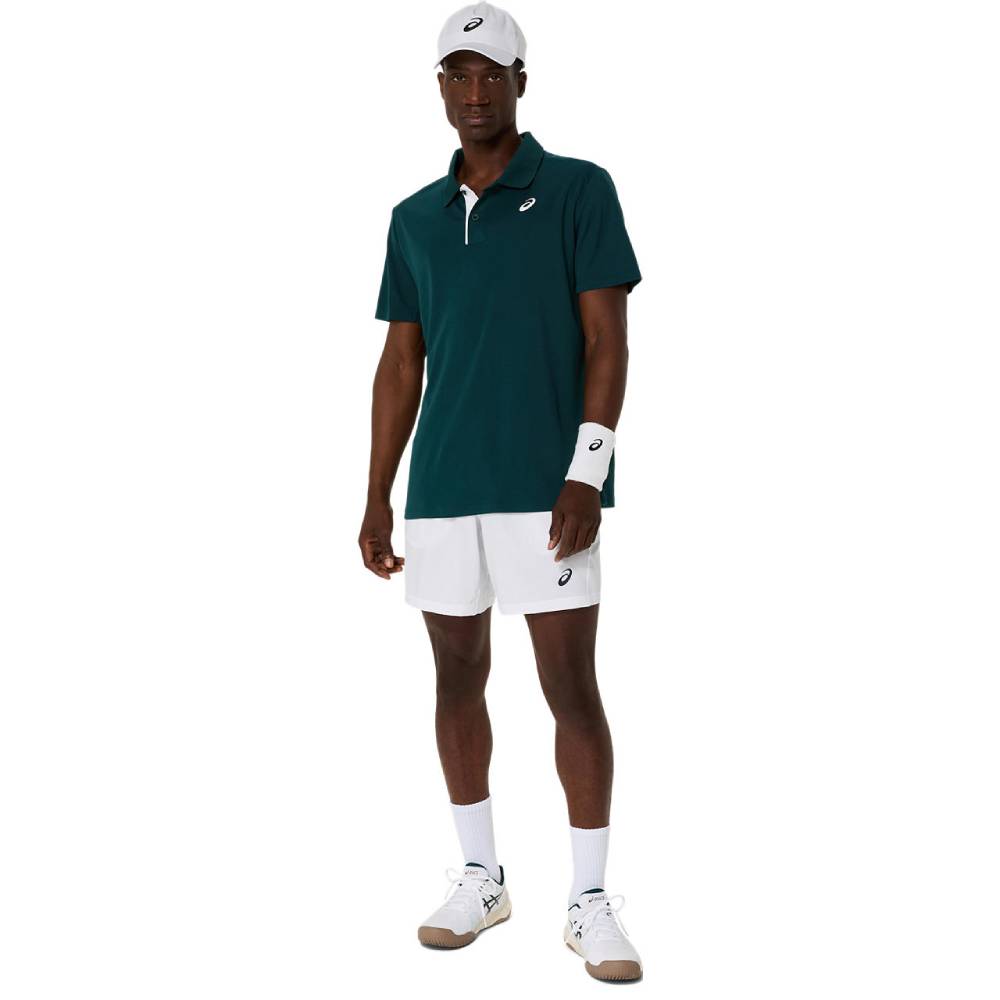 ASICS Men's Tennis Polo Shirt - Moisture-Wicking Performance Top for Pickleball & Court Sports (Saxon Green) | Breathable Golf & Casual Wear Shirt