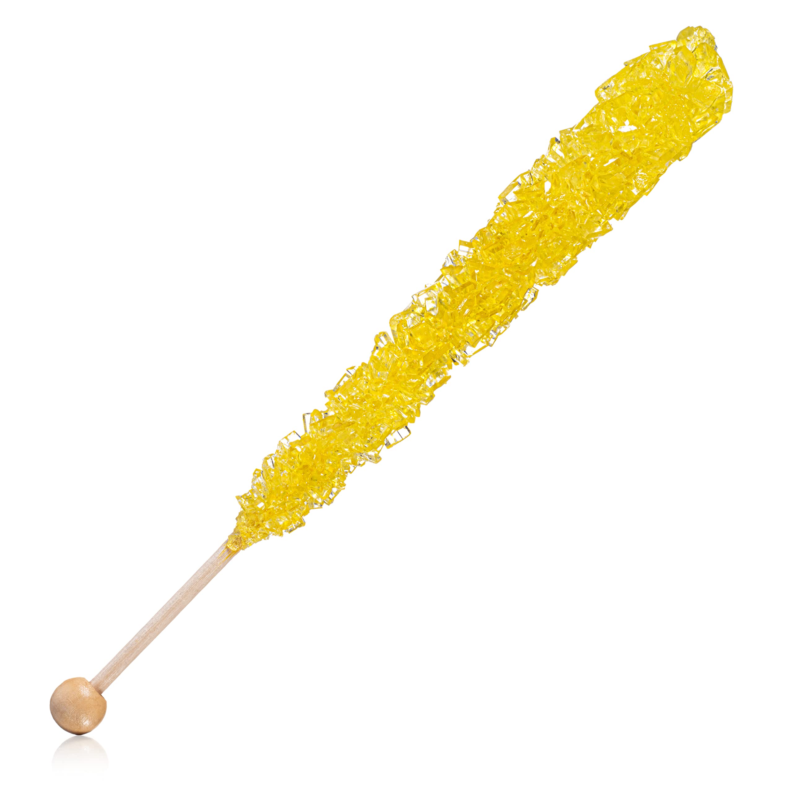 Banana Flavored Yellow Rock Candy Sugar Sticks - 36 Individually Wrapped Pieces - Perfect for Birthday Parties, Baby Showers & Candy Buffets