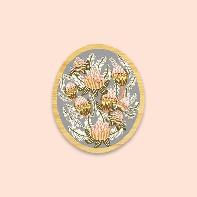Handmade Bush Proteas Wooden Brooch - Unique Floral Pin for Women - Perfect for Weddings, Parties & Everyday Fashion Accessories