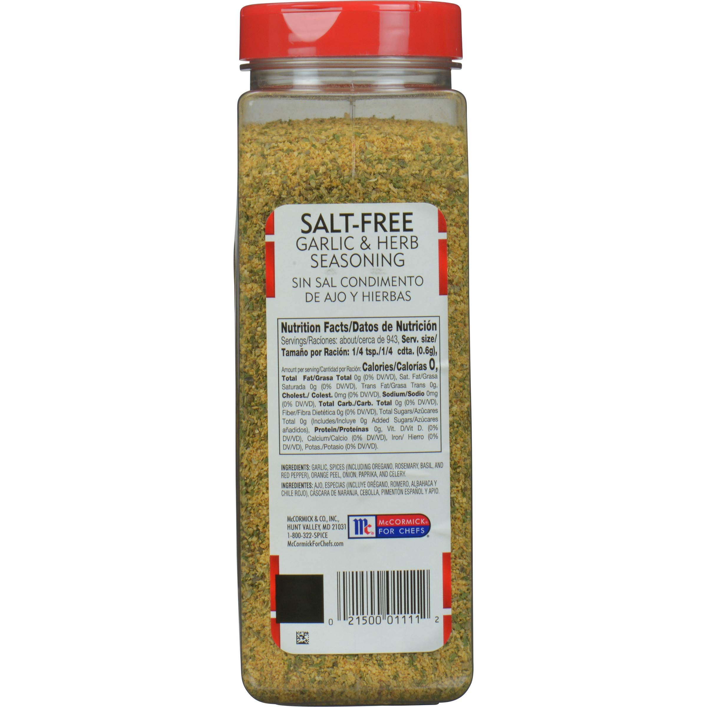 Lawry's Salt Free Garlic & Herb Seasoning - 20 oz (Pack of 6) | All Natural Spice Blend for Chicken, Fish, Vegetables & Pasta | Perfect for Grilling, Roasting & Everyday Cooking