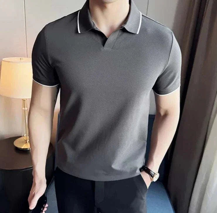 British Slim Fit Summer Polo Shirt for Men - Breathable Cotton Casual Short Sleeve Tee - Perfect for Golf, Office & Outdoor Activities