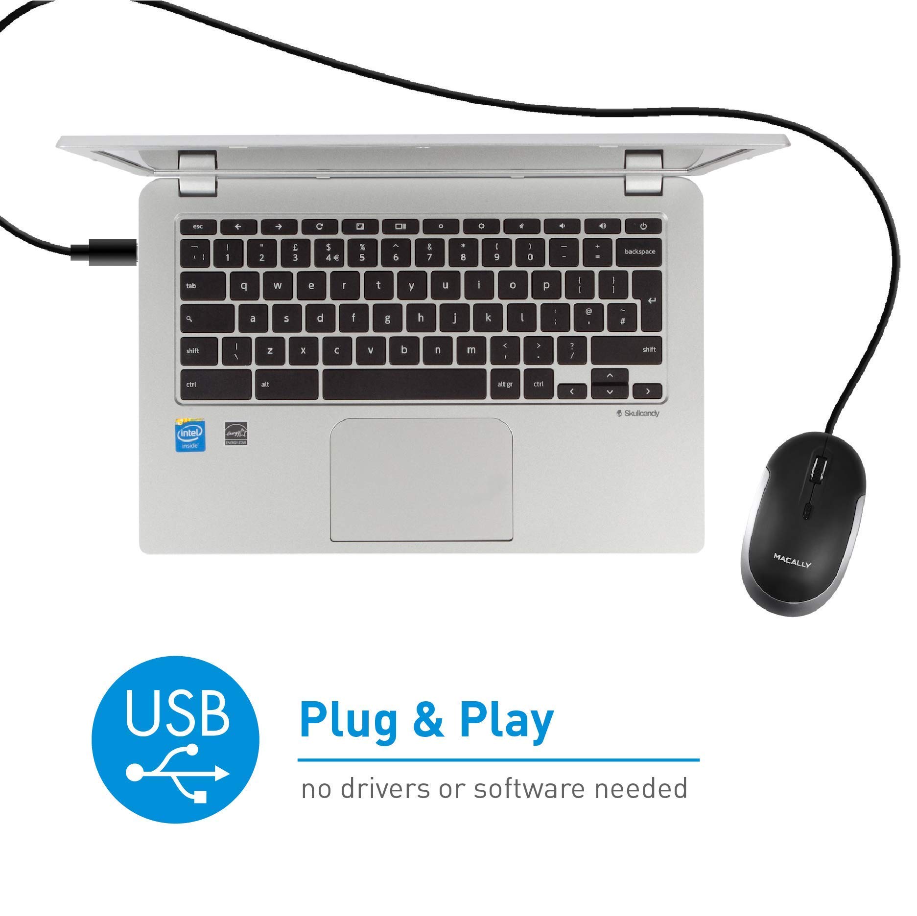 Macally USB C Wired Mouse and Compact QWERTY Keyboard Combo - Ergonomic USB-C Computer Accessories for Laptop, PC, MacBook - Ideal for Office Work, Gaming & Travel