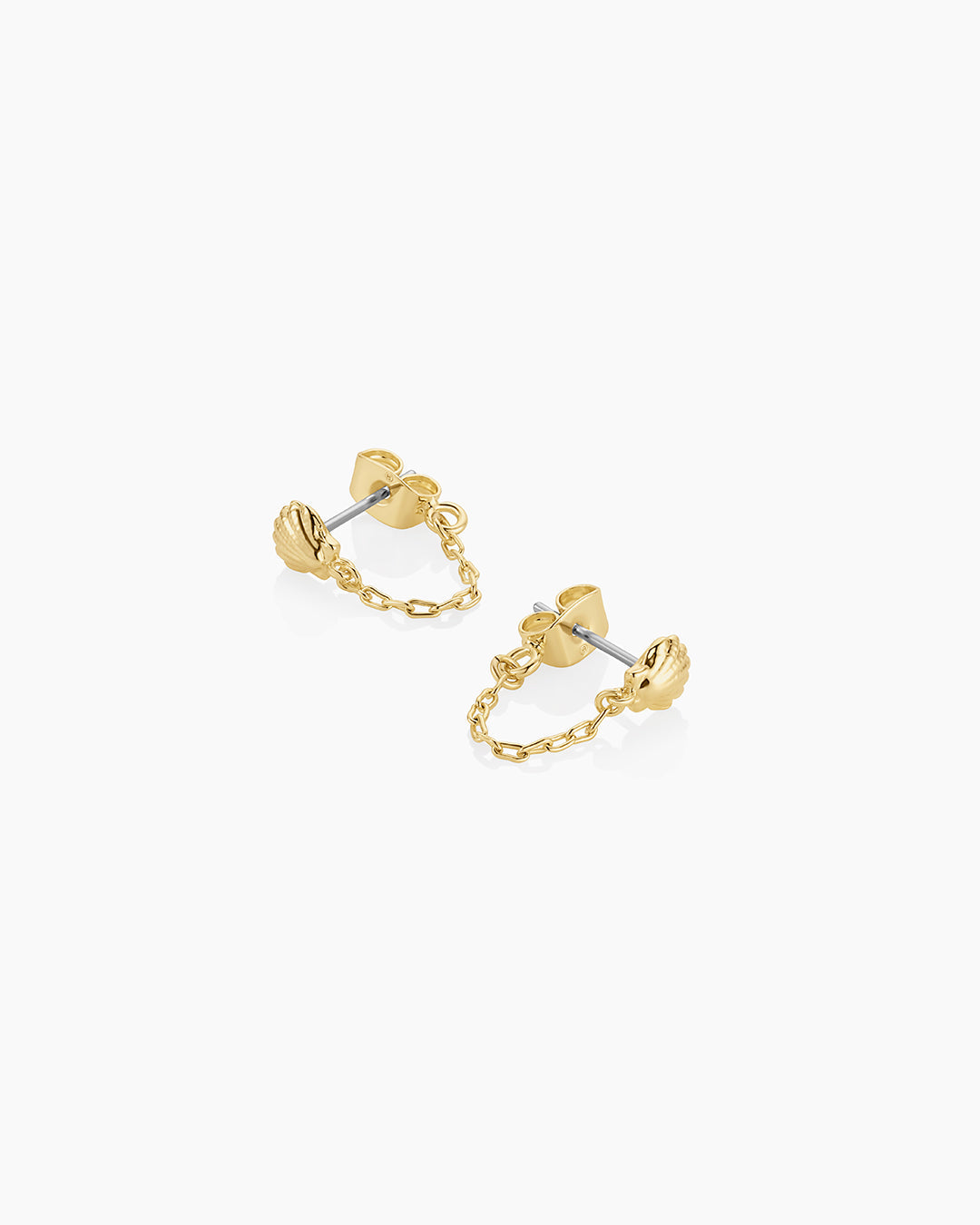 Shell Chain Huggie Earrings - Dainty Gold Hoop Earrings for Women, Perfect for Beach Vacations & Summer Outfits