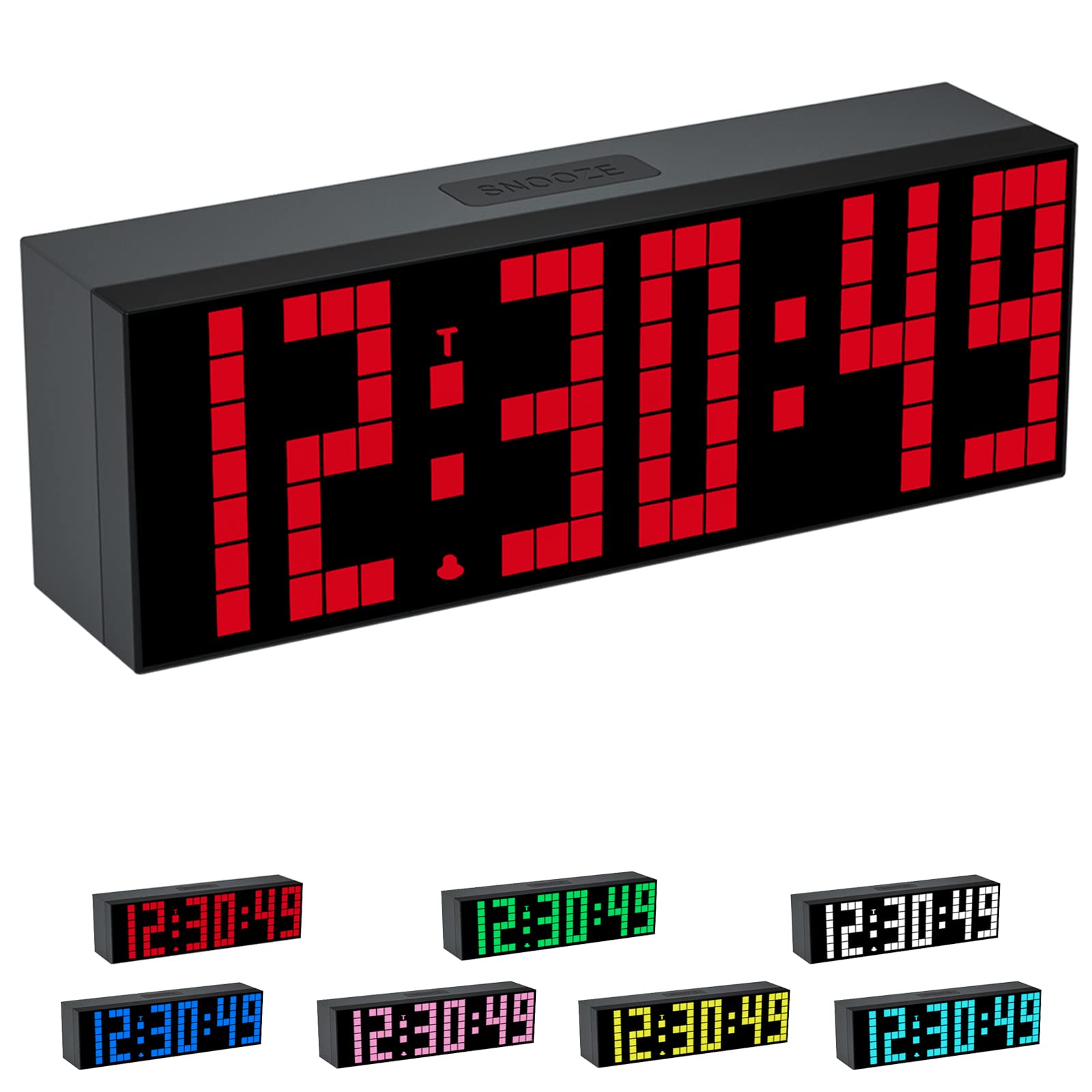 7-Color LED Digital Alarm Clock with Adjustable Brightness - Remote Control, Countdown Timer, Calendar & Temperature Display - Perfect for Bedroom, Office & Nightstand Use