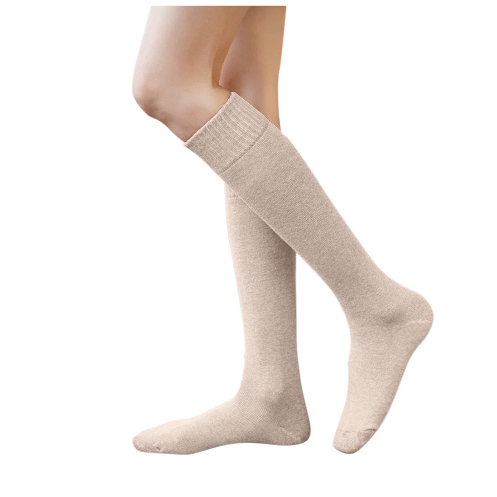 LEKODE Women's Warm Winter Socks - Soft Beige Stockings for Home & Gifts