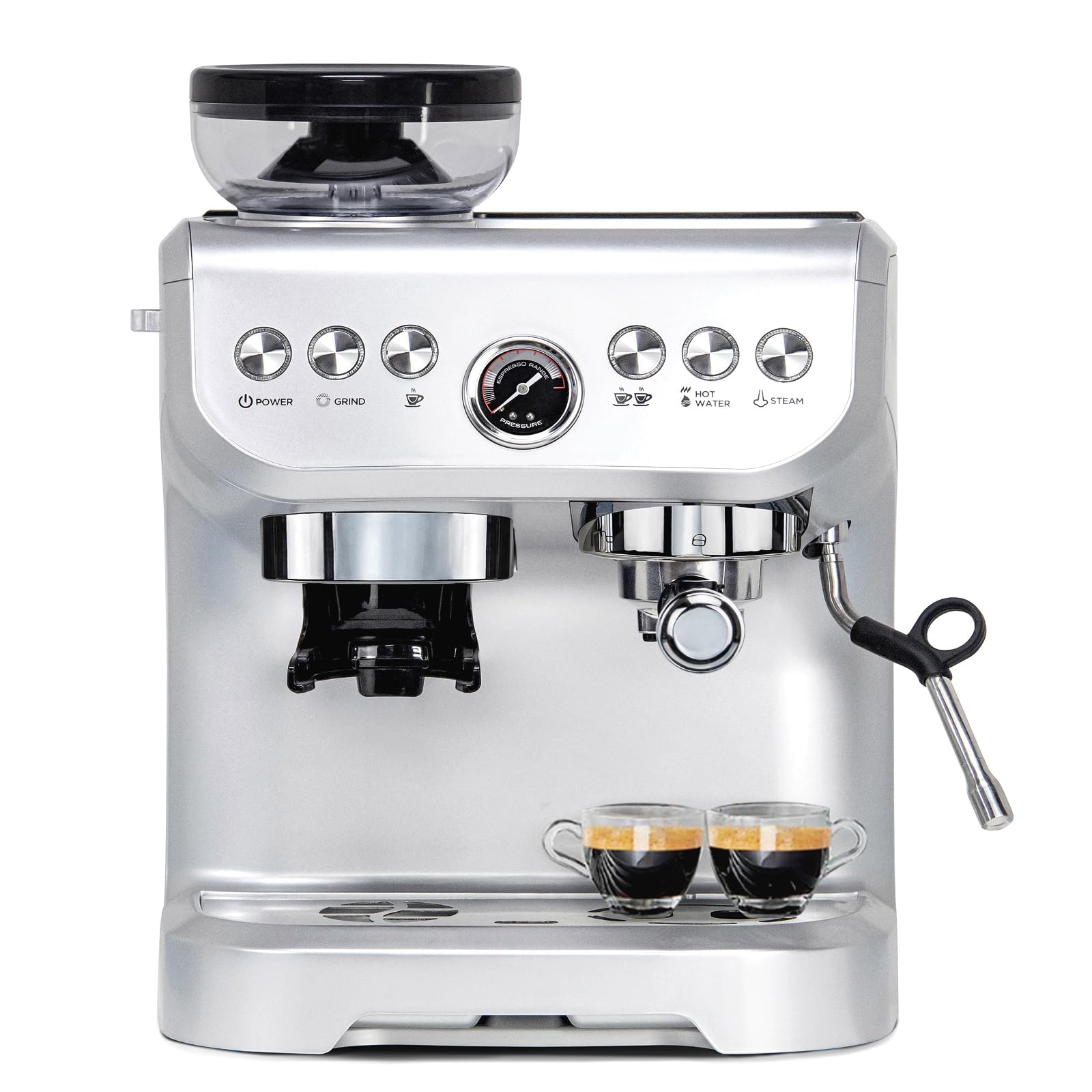 MIROX 15 Bar Espresso Machine with Milk Frother & Built-In Grinder - 70oz Removable Water Tank for Cappuccino & Latte - Perfect for Home & Office Coffee Brewing (ABS High-Strength Plastic)