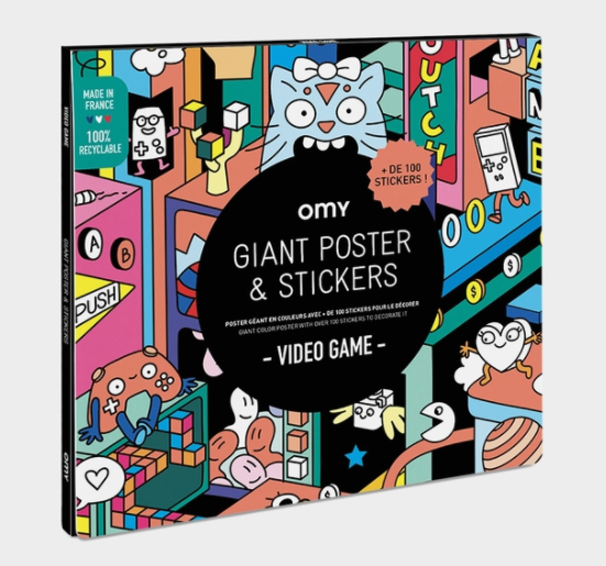 OMY Giant Sticker Poster - Video Game Themed Wall Art for Kids Room Decor & DIY Projects | Perfect for Gamer Gifts, Birthday Parties & Classroom Activities