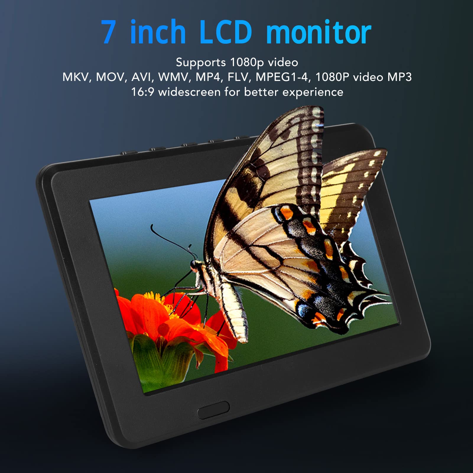 7 Inch Portable Digital TV with ATSC TFT LED Screen - Rechargeable Battery TV Supports 1080p Video, HDMI Input & Memory Card - Perfect for Travel, Camping, and Emergency Use