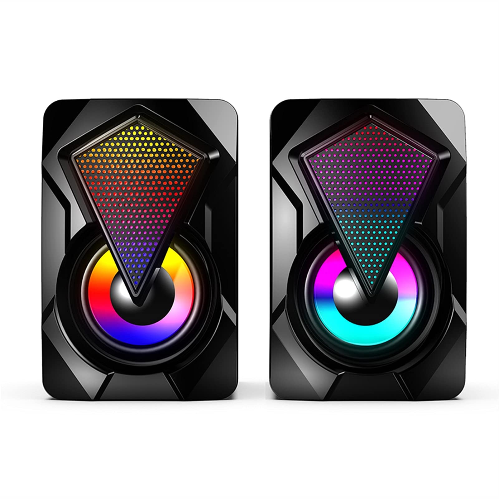PHYTOTREE Computer Speaker with Surround Sound & LED Lights - USB Wired Gaming Speaker for PC, Laptop, TV with Deep Bass & Loud Volume | Perfect for Gaming, Movies & Music