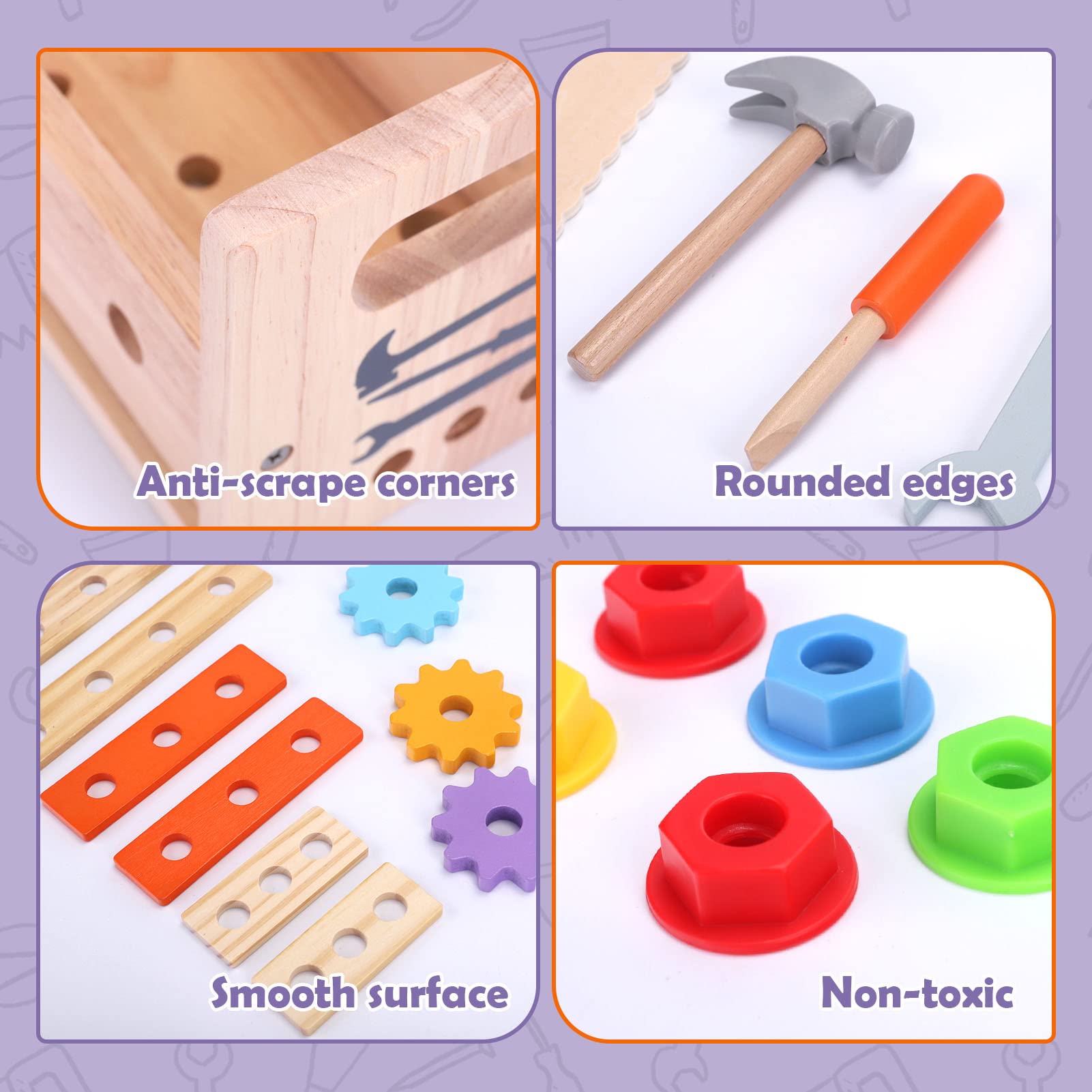 WDMIYA 29-Piece Wooden Toddler Tool Set - Montessori STEM Educational Construction Toys for 2 3 4 Year Old Boys & Girls | Pretend Play Birthday Gift for Kids | Perfect for Home, Classroom & Outdoor Learning Activities