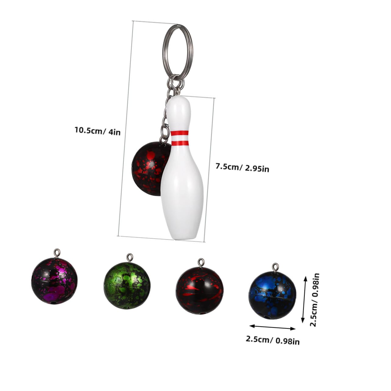GAROZATION 12pcs Stainless Steel Bowling Keychain Set - Sports Keyring Decorations for Bowling Enthusiasts - Perfect Gift for Bowling Match Souvenirs & Team Spirit Accessories