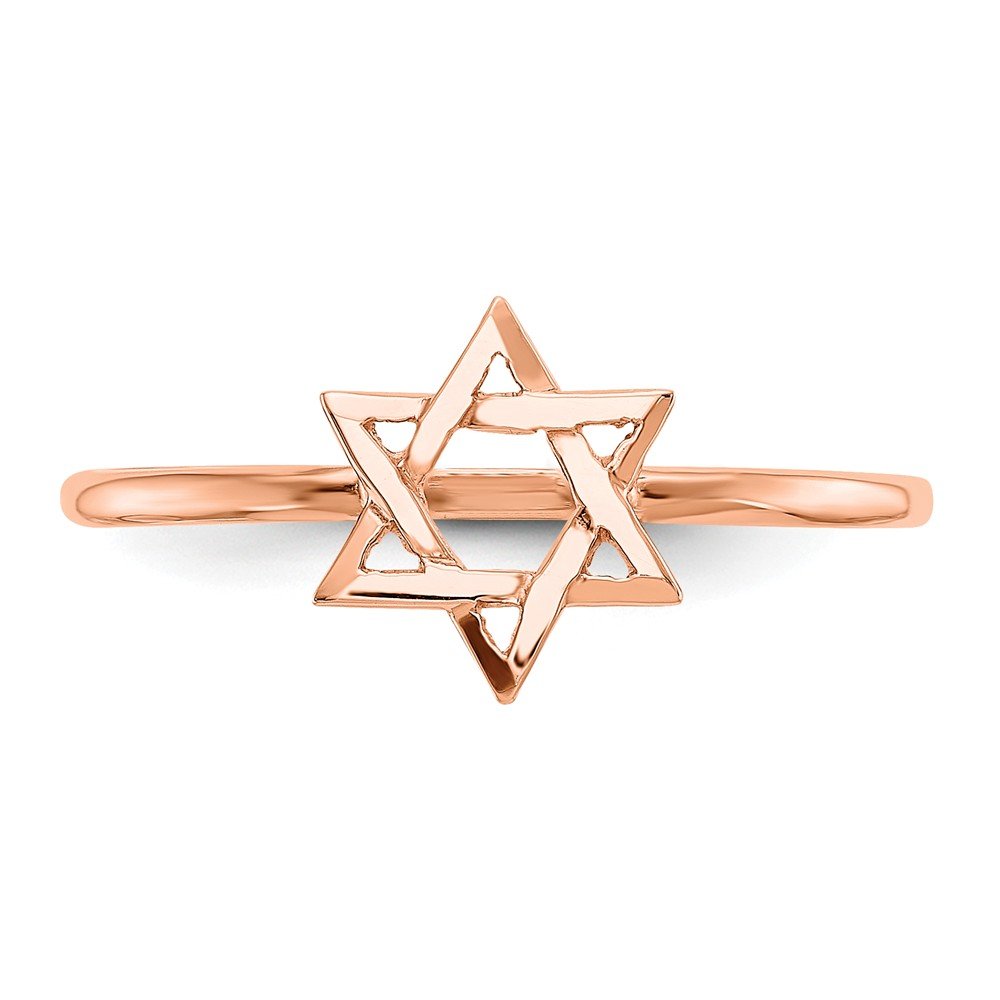 14K Solid Rose Gold Star of David Jewish Ring for Men & Women - Elegant Religious Jewelry for Hanukkah, Wedding, and Everyday Wear