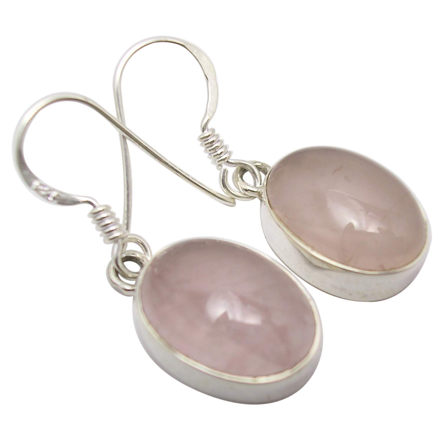 Pink Rose Quartz Earrings 3cm Sterling Silver Dangle Earrings for Women - Healing Crystal Jewelry Gift for Valentine's Day, Birthday & Everyday Wear
