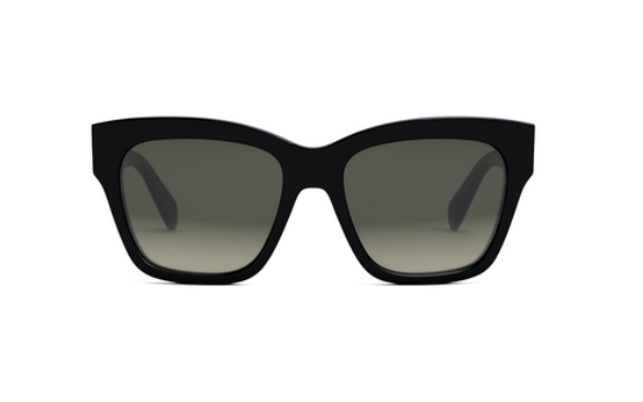Celine TRIOMPHE CL40253I 01F Shiny Black/Gradient Brown Organic Cat Eye Women's Sunglasses - UV Protection Fashion Shades for Beach, Driving & Outdoor Activities