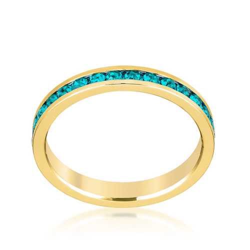 Elegant Stackable Turquoise Crystal Gold Ring for Women - Perfect for Everyday Wear, Gift Giving & Special Occasions