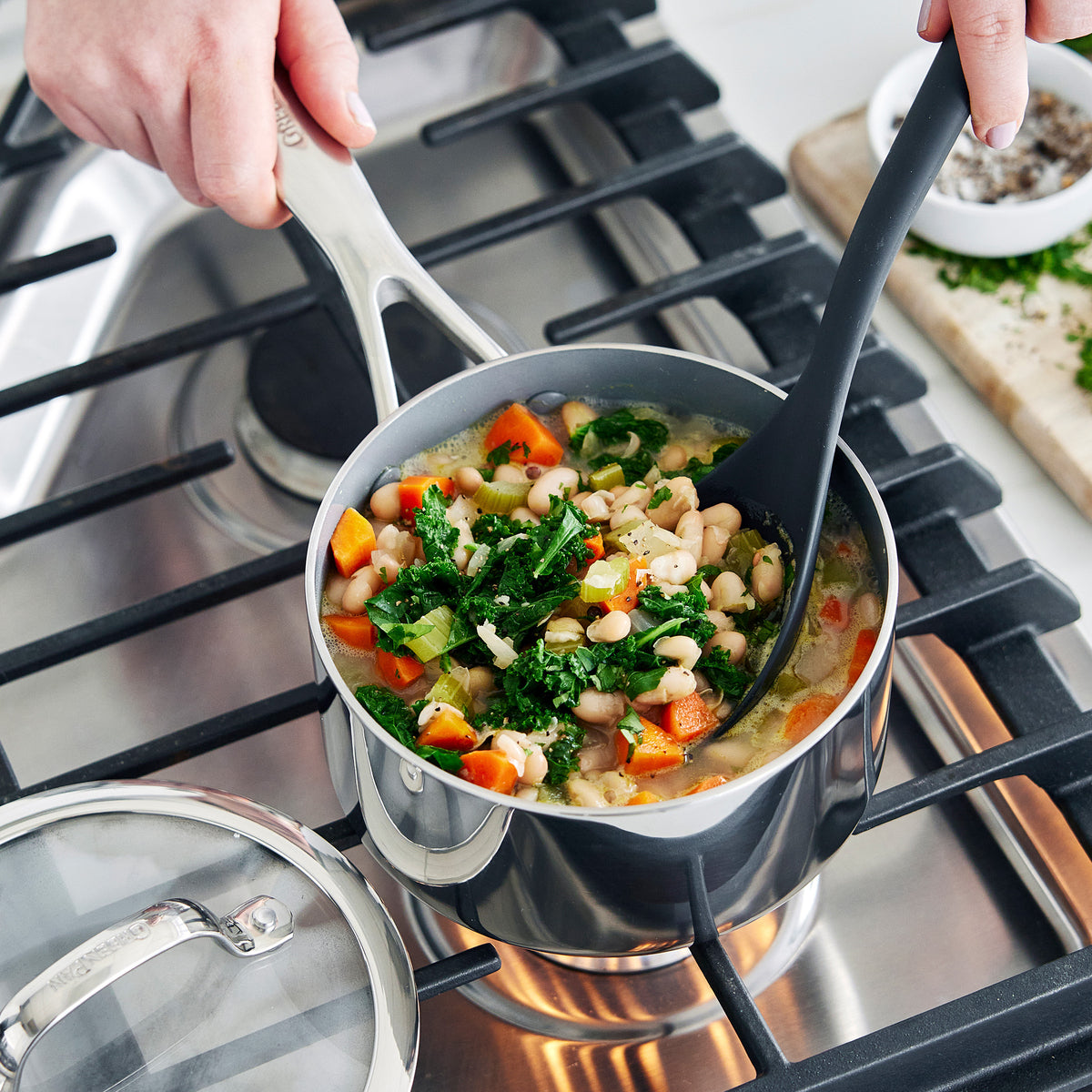 Valencia Pro 1.5 Quart Stainless Steel Saucepan with Lid - Perfect for Cooking, Boiling & Simmering Soups, Sauces and Pasta