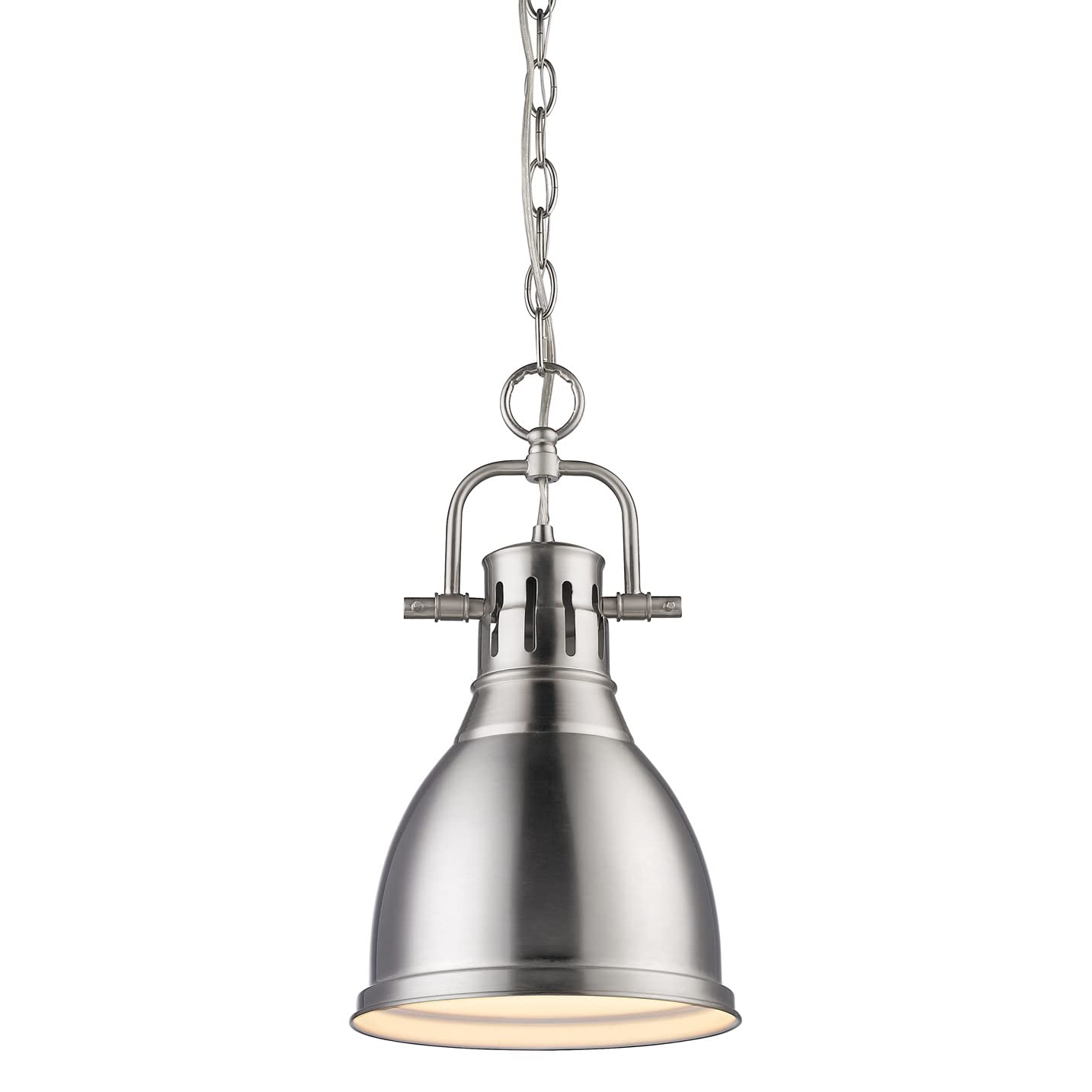 Golden 3602-S Mini Pendant Light with Pewter Shade & Finish - Modern Kitchen Island Lighting, Dining Room Ceiling Fixture for Home Decor