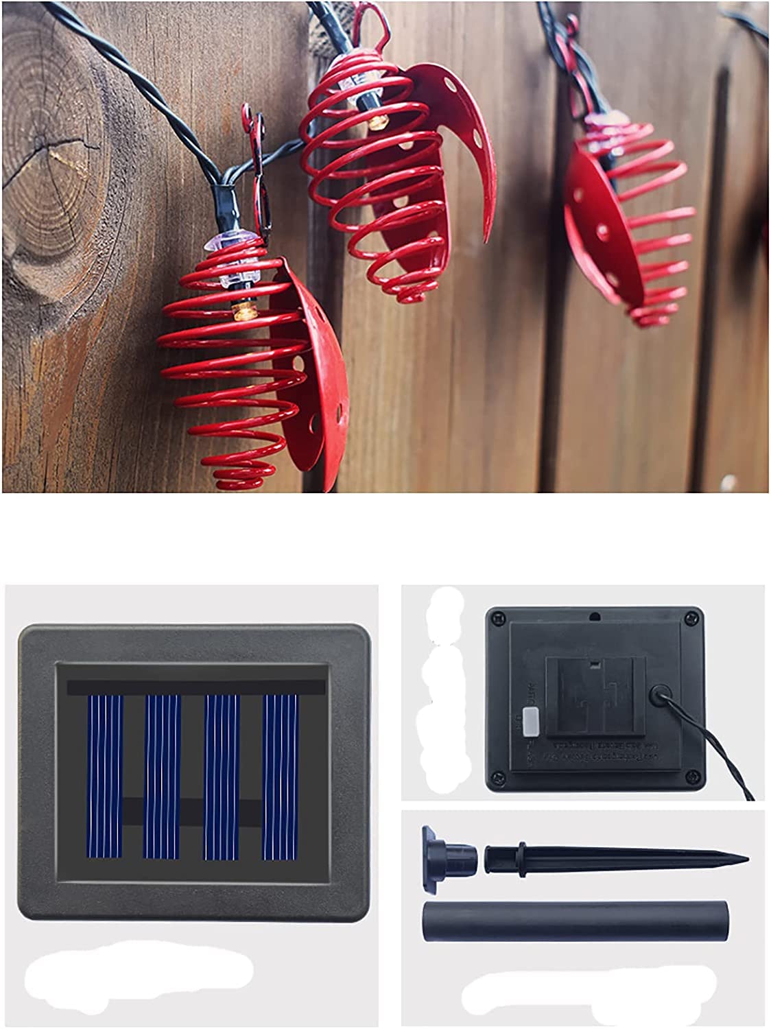 Solar Powered Ladybug String Lights - 13ft 10LED Outdoor Garden Decor with Metal Ladybugs | Warm White Fairy Lights for Lawn, Yard, Wedding & Christmas Party | Perfect for Patio, Pathway & Backyard Decoration
