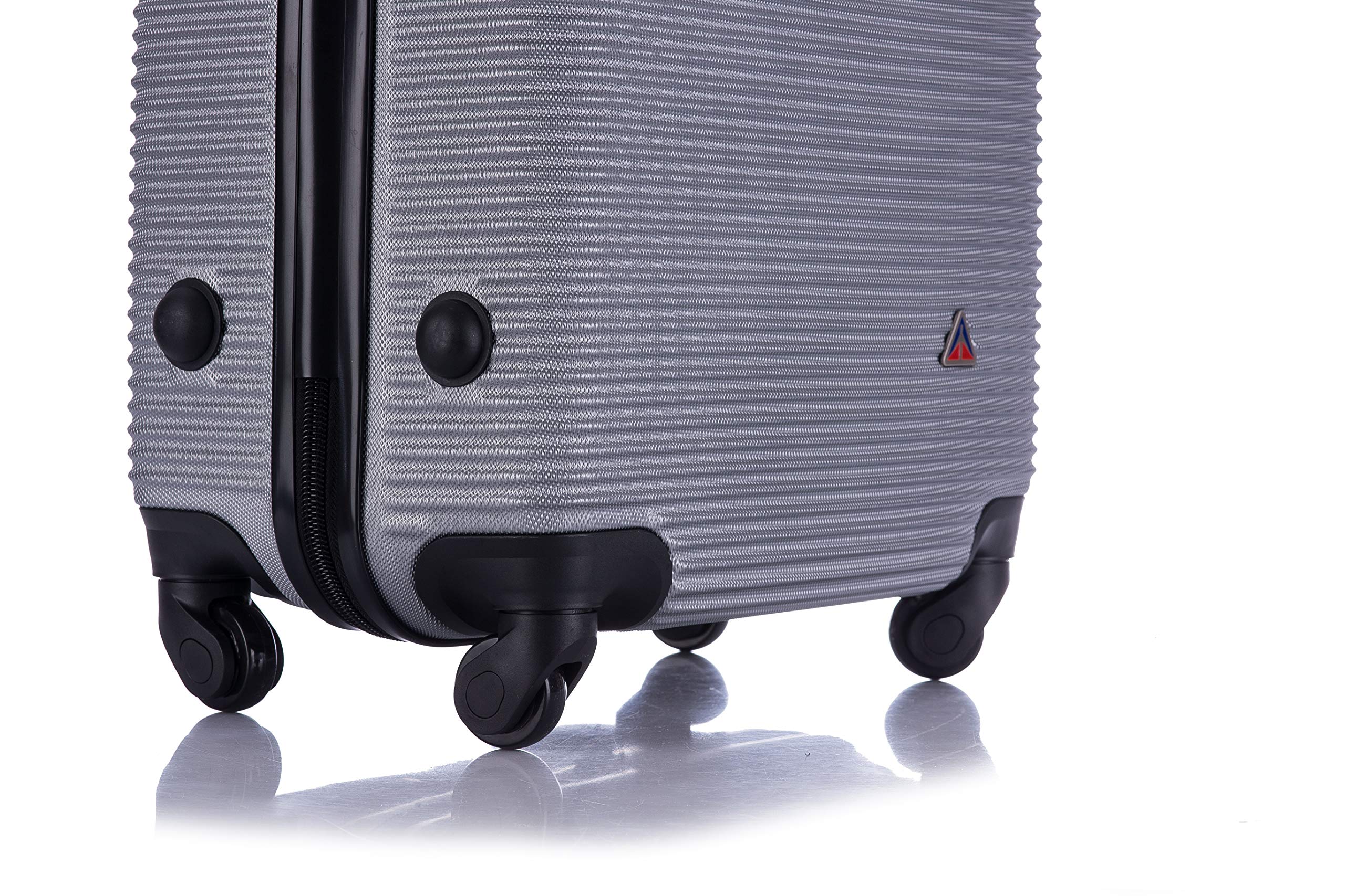 InUSA ROYAL 24 Inch Hardside Spinner Luggage - Medium Travel Suitcase with 4 Spinner Wheels, Ergonomic Handles & Studs | Durable Silver Carry-On for Business Trips, Vacations & Air Travel