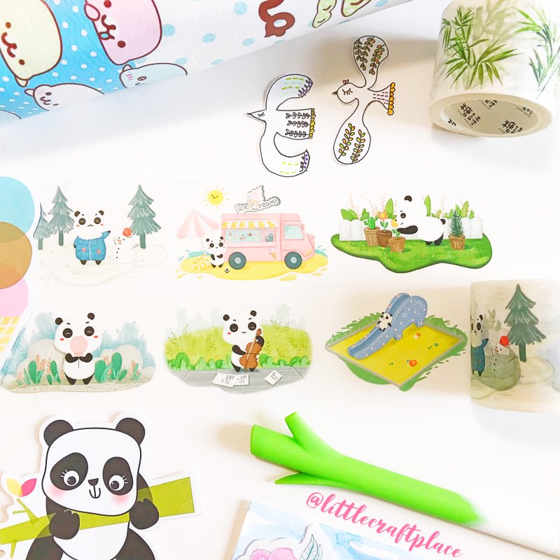 Chubby Panda Washi Tape - Cute Japanese Decorative Paper Tape for Scrapbooking, Journaling, DIY Crafts & Gift Wrapping - Perfect for Bullet Journals, Planners, and Home Decor