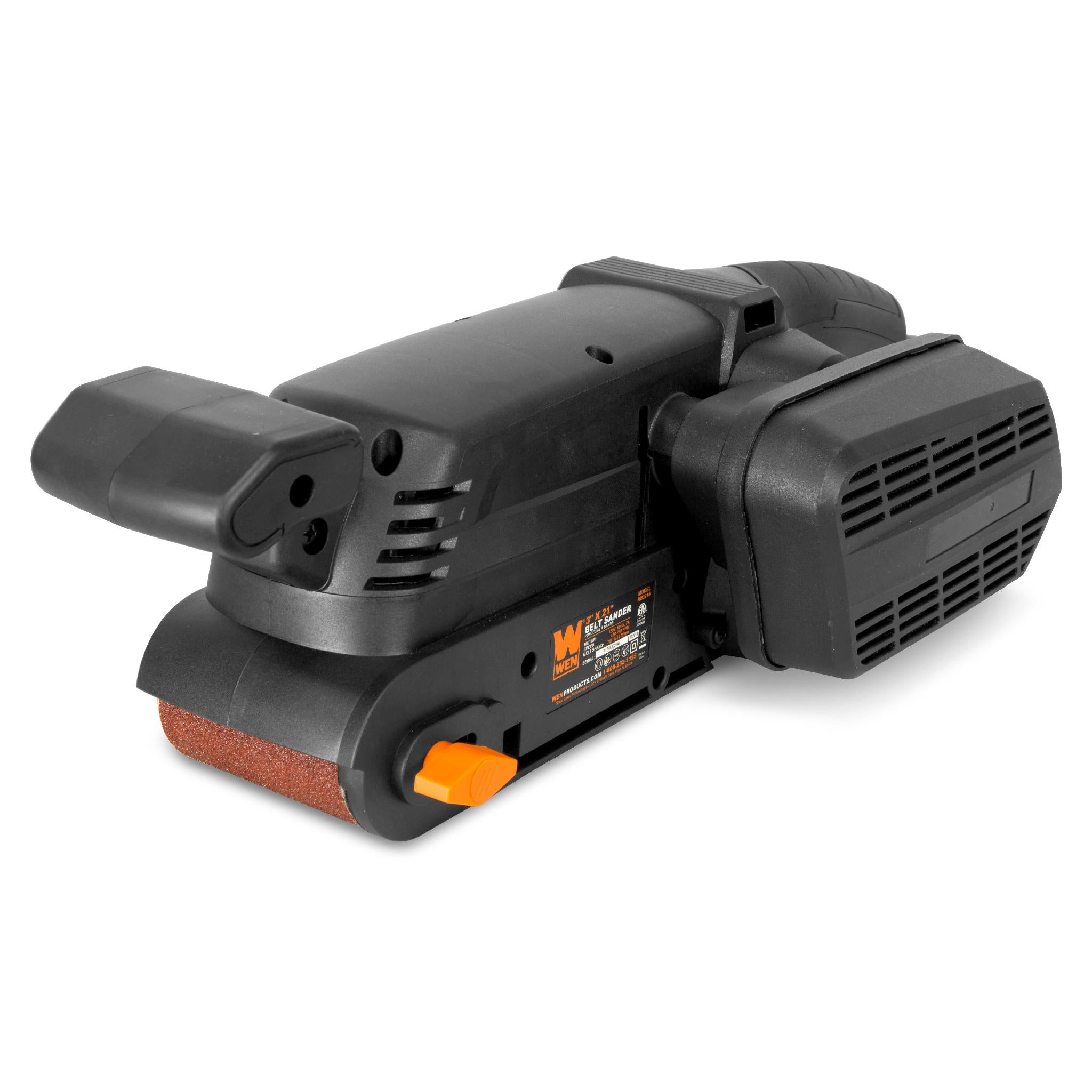 WEN HB3216 7 Amp 3x21 Inch Variable Speed Belt Sander - Handheld & Benchtop Dual Use for Woodworking, Metal Polishing & DIY Projects