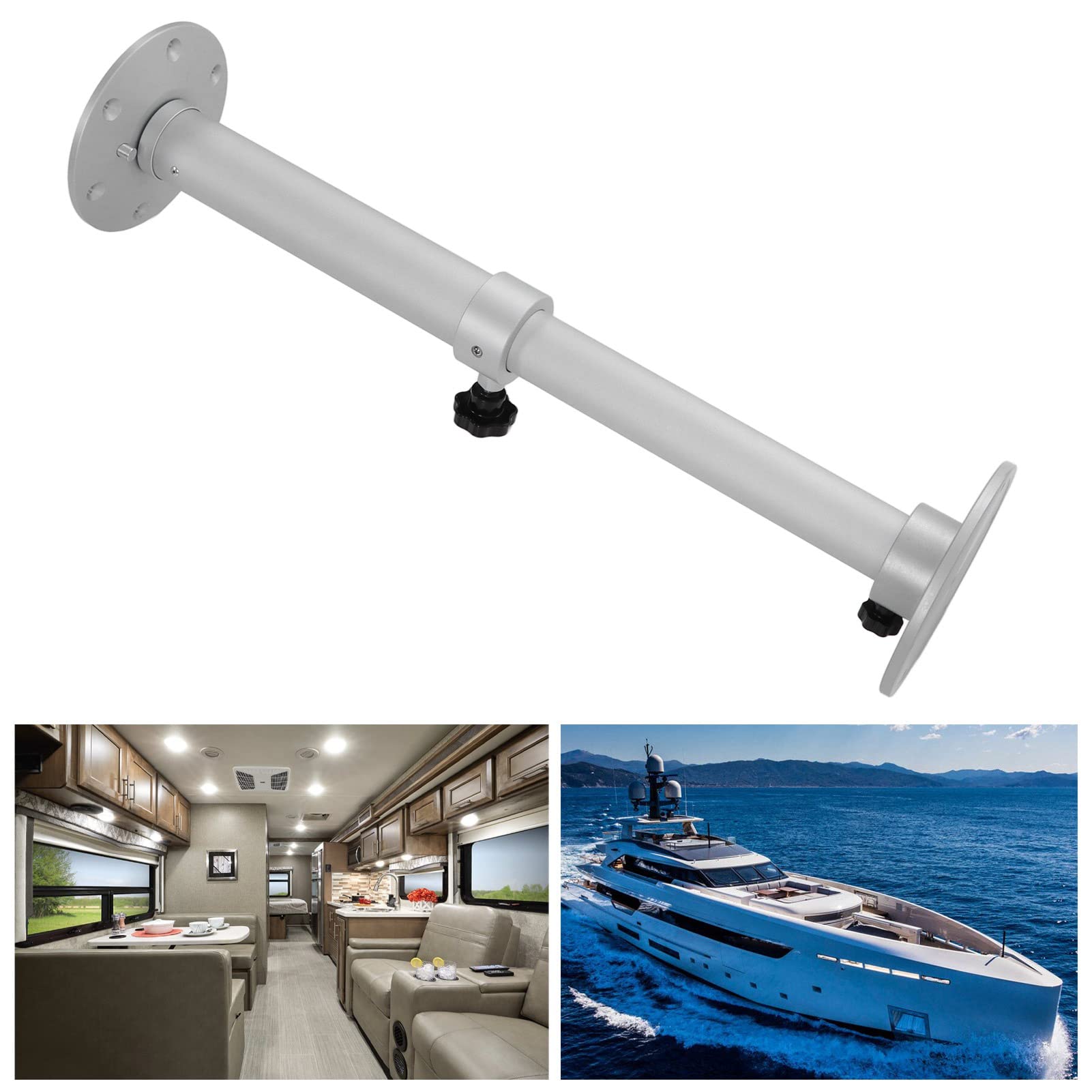 Adjustable Aluminum Alloy Table Pedestal Stand 17.5-30 Inches Height - RV, Motorhome, Boat & Yacht Mounting Kit for Dining & Workspace Solutions