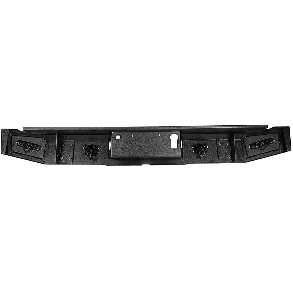 SCITOO Rear Bumper Replacement for 2015-2017 Ford F-150 with D-Ring & LED Lights - Textured Black - Heavy Duty Truck Accessory for Off-Roading & Towing