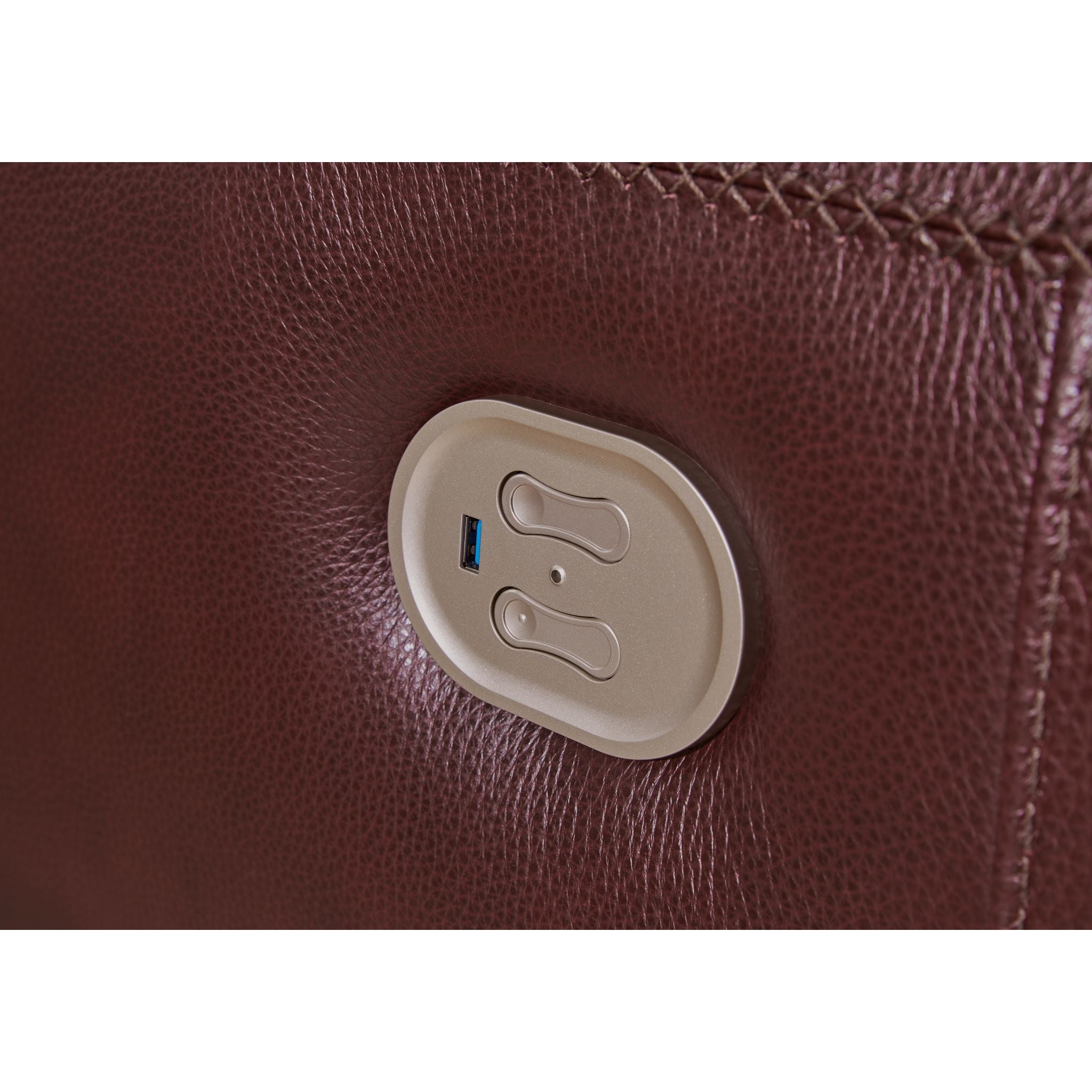 Alessandro Power Reclining Loveseat with Console in Garnet Red - Modern Leather Recliner Sofa for Living Room, Home Theater & Relaxation