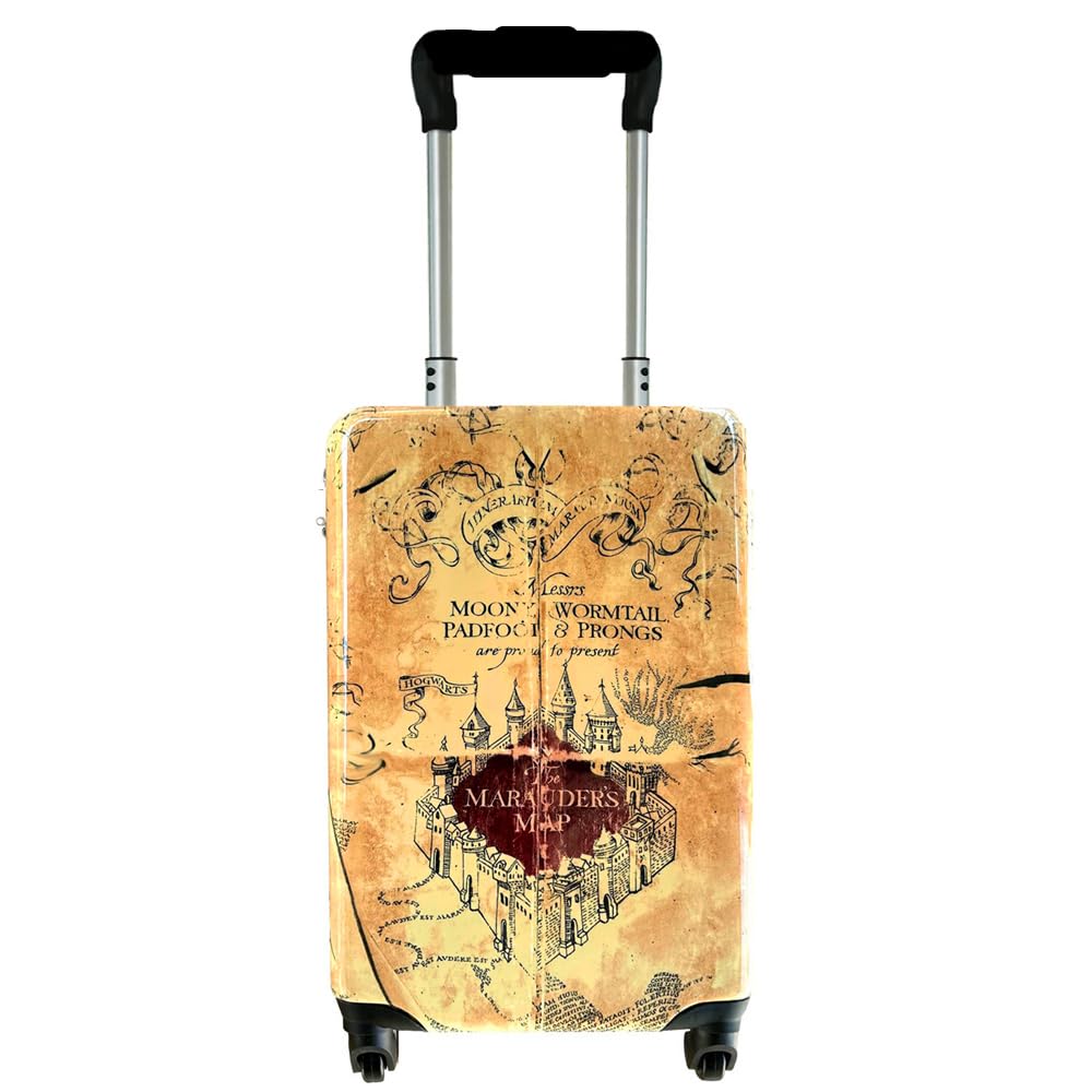 Harry Potter Marauders Map Hardshell Rolling Carry-On Luggage Suitcase - Lightweight Spinner Travel Bag for Airplane, Business Trips & Wizarding World Adventures