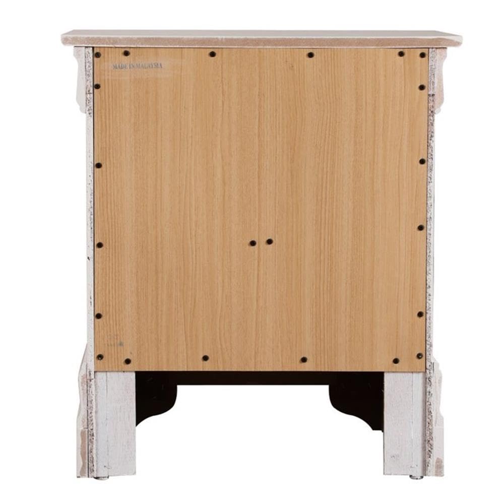 Glory Furniture Louis Phillipe White 2-Drawer Nightstand - Elegant Bedside Table for Bedroom Decor & Storage