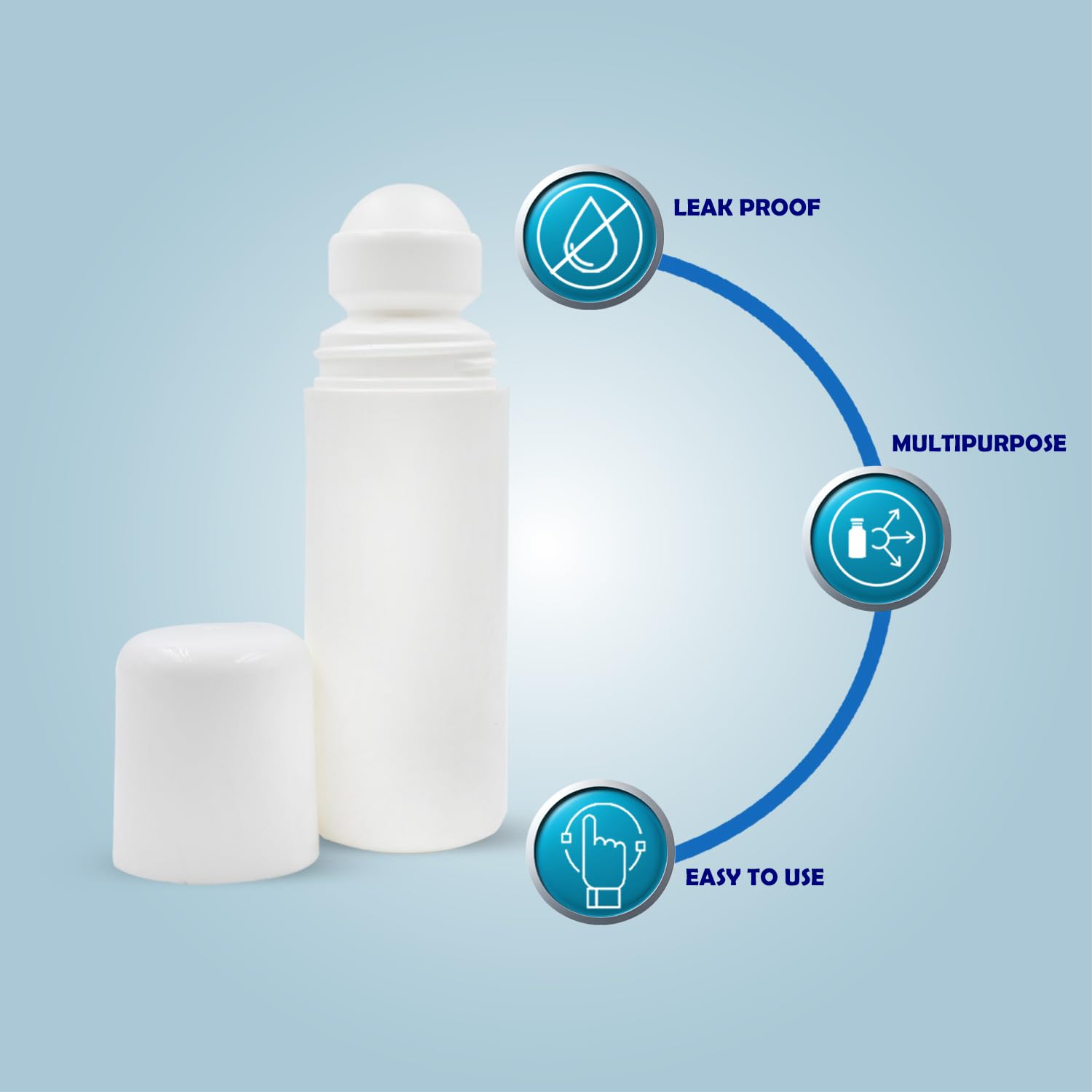 75ml HDPE Roll On Bottles with White Cap - Essential Oil Roller Bottles, Perfume Containers & Leakproof Lip Balm Tubes (Pack of 6) - Perfect for Aromatherapy, DIY Beauty Products & Travel-Sized Cosmetics