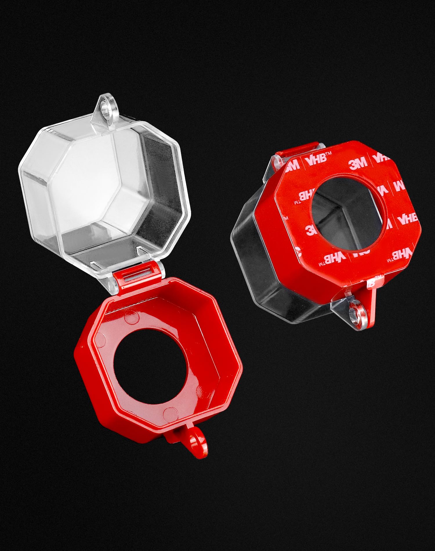 QWORK 4-Pack Emergency Stop Button Covers - Durable Plastic Switch Protectors for Toggle & Push Button Switches - Safety Lockout Covers for Industrial Equipment & Machinery - Perfect for Factories, Workshops, and Electrical Panels