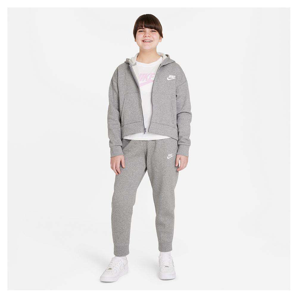Girls' Sportswear Club Fleece Full Zip Hoodie - Soft & Warm Athletic Jacket for Kids - Perfect for School, Gym & Outdoor Activities