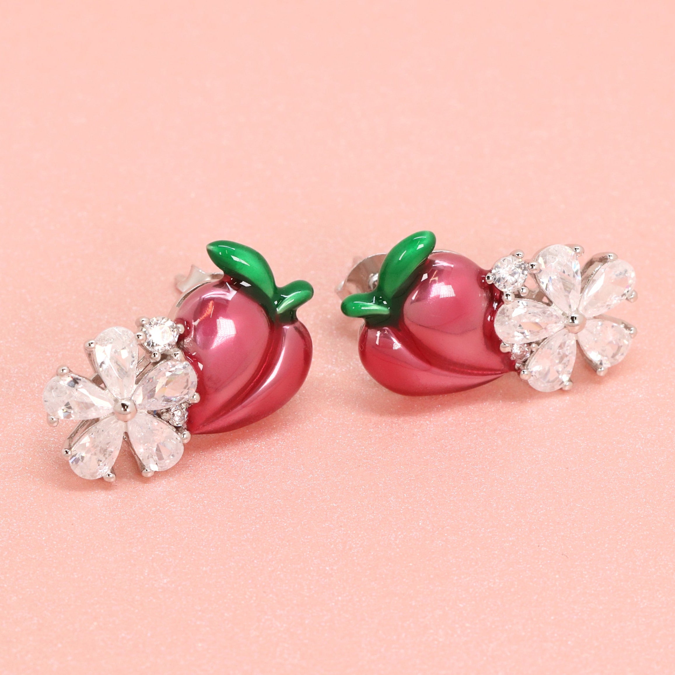 Trendy Peach Stud Earrings for Women - Dainty & Elegant Jewelry Gift for Everyday Wear, Parties & Special Occasions