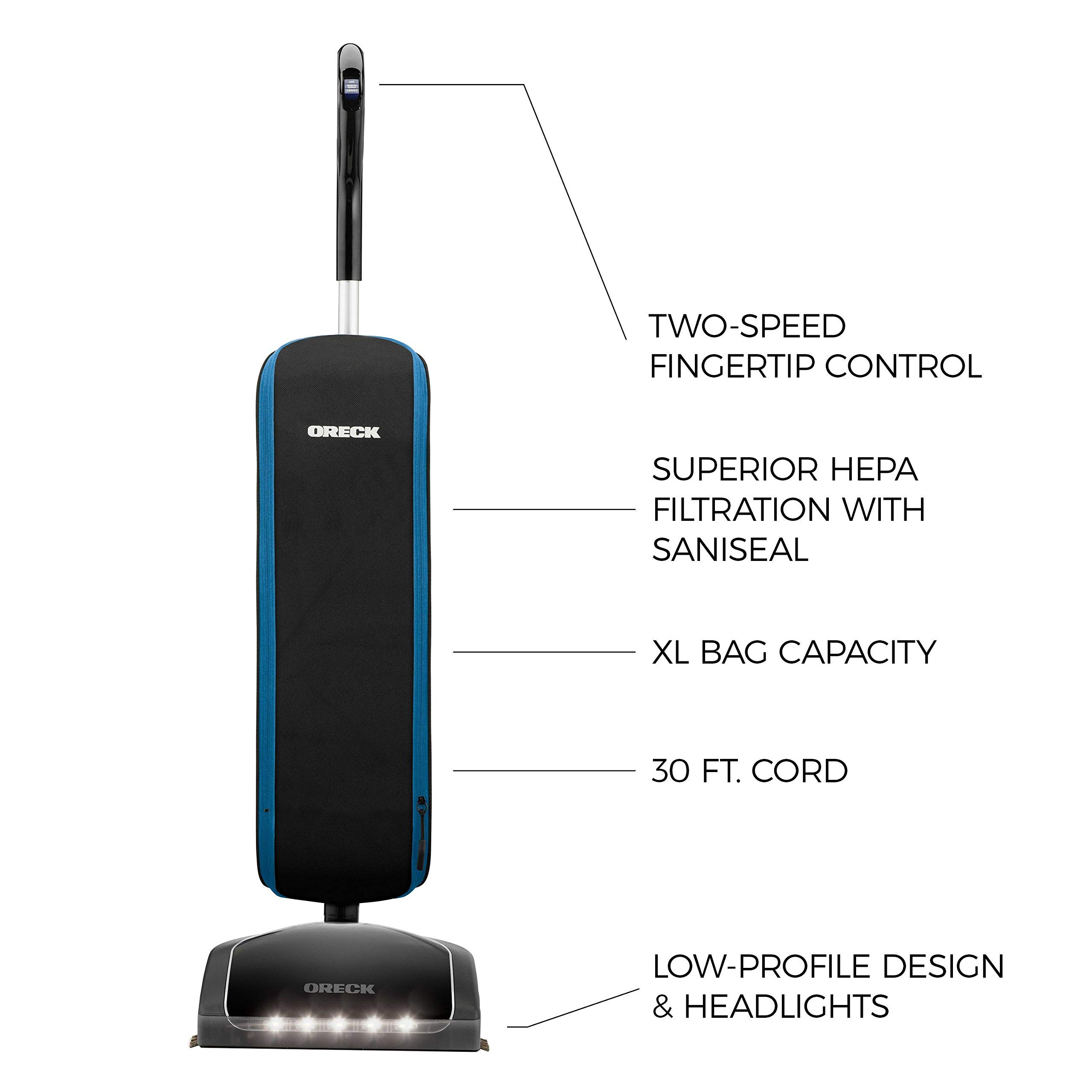 Oreck HEPA Upright Vacuum Cleaner - Lightweight Bagged Vacuum with HEPA Filtration, 2-Speed Control for Deep Cleaning | Traps Dust & Allergens | Ideal for Hardwood Floors, Carpets & Pet Hair Removal in Homes