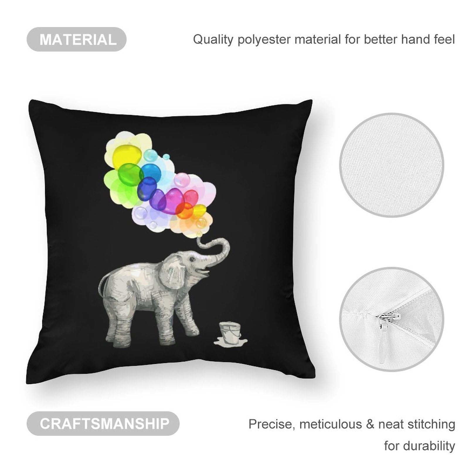 Soft Elephant Bubble Dream Polyester Pillow Cases - 22x22 Inch Smooth Cushion Covers for Sofa, Bed & Home Decor - Perfect for Living Room, Bedroom & Nursery