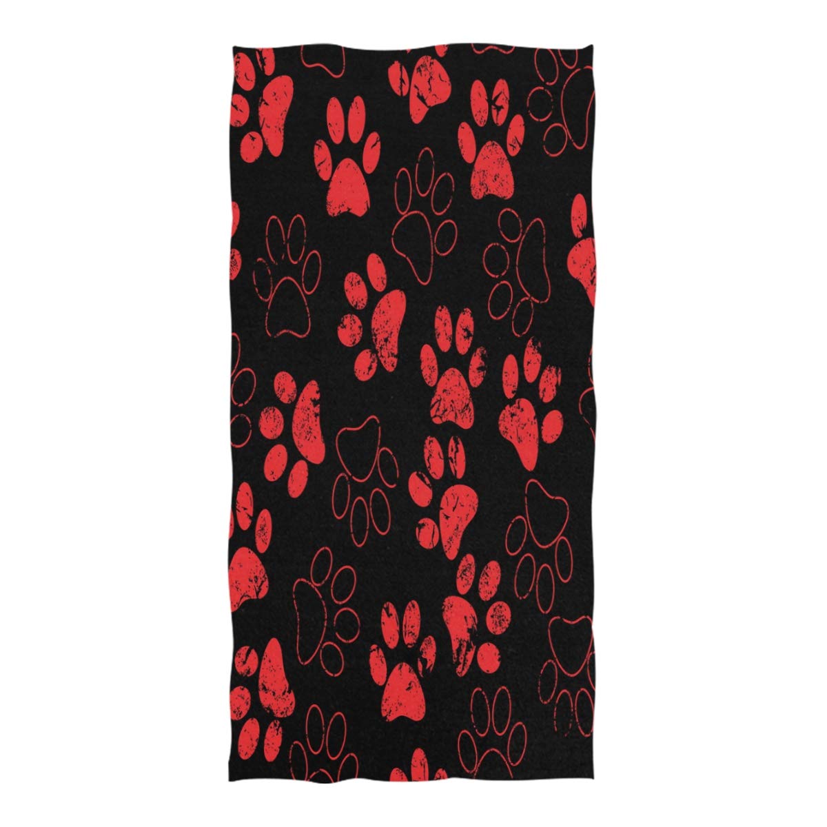 Vintage Red Dog Paw Print Microfiber Beach Towel - Quick Dry, Super Absorbent 74x37 Inch - Perfect for Travel, Camping, Gym, Beach, Swim, Sports, Bath & Yoga - Great Gift for Women, Men, Boys & Girls