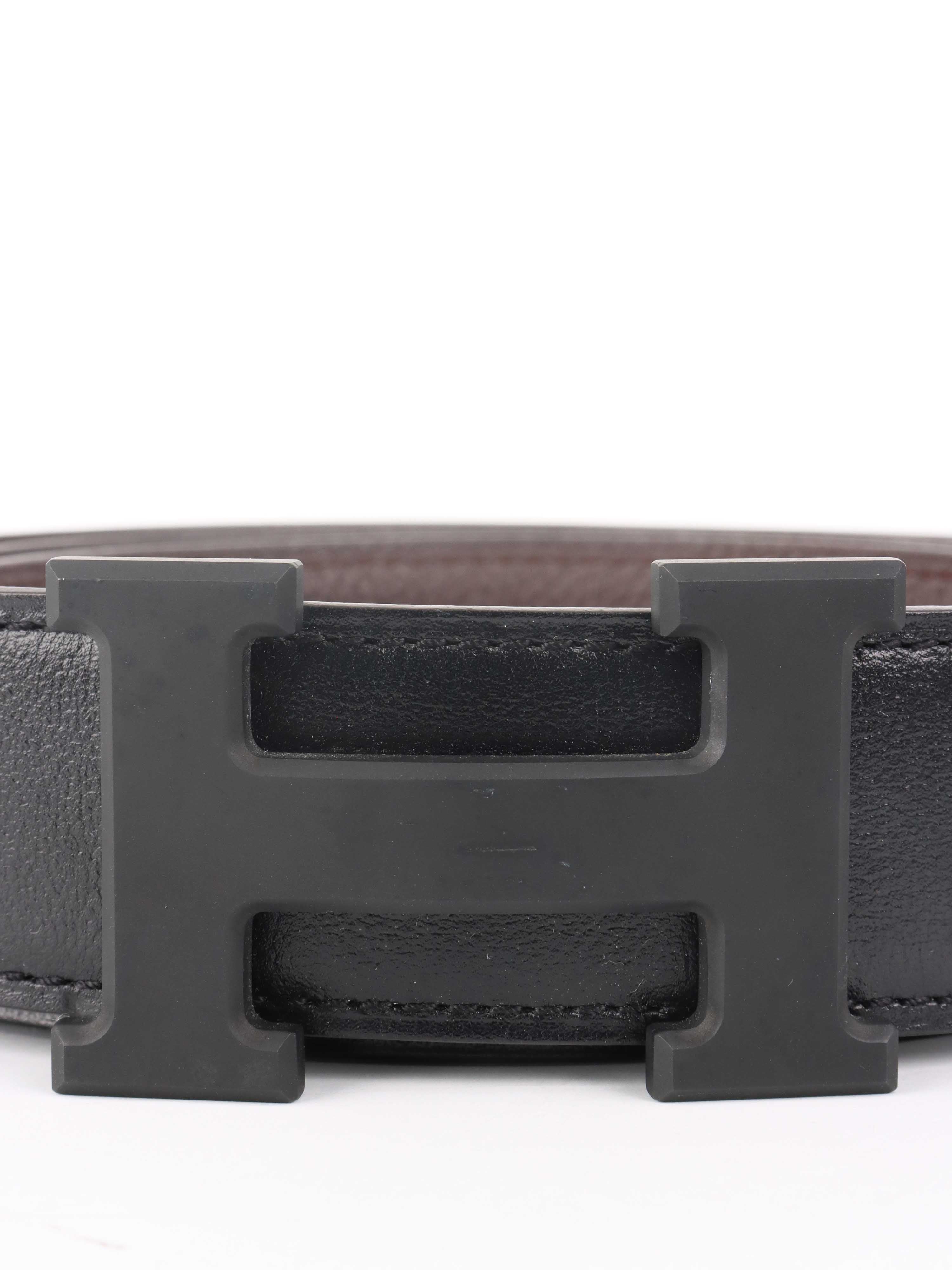 Hermes All Black Matte H Belt for Men & Women - Luxury Genuine Leather Fashion Accessory - Perfect for Business, Casual & Formal Outfits