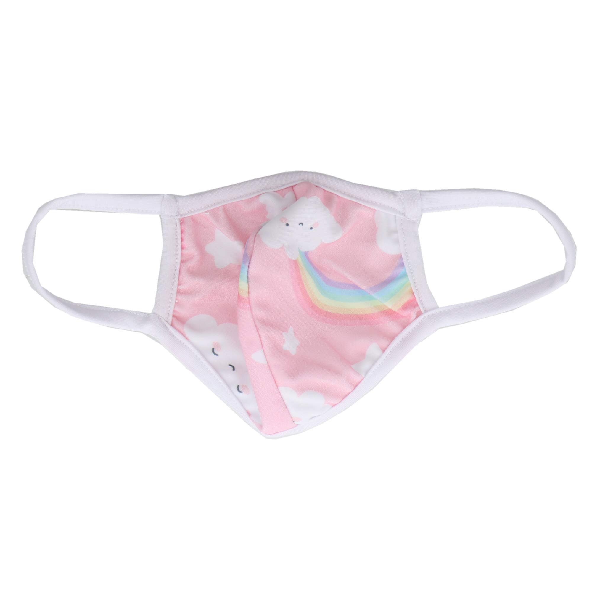 Motique Kids Washable Rainbow Face Mask 2-Ply Pink Size 2 - Reusable Face Cover for School & Outdoor Activities