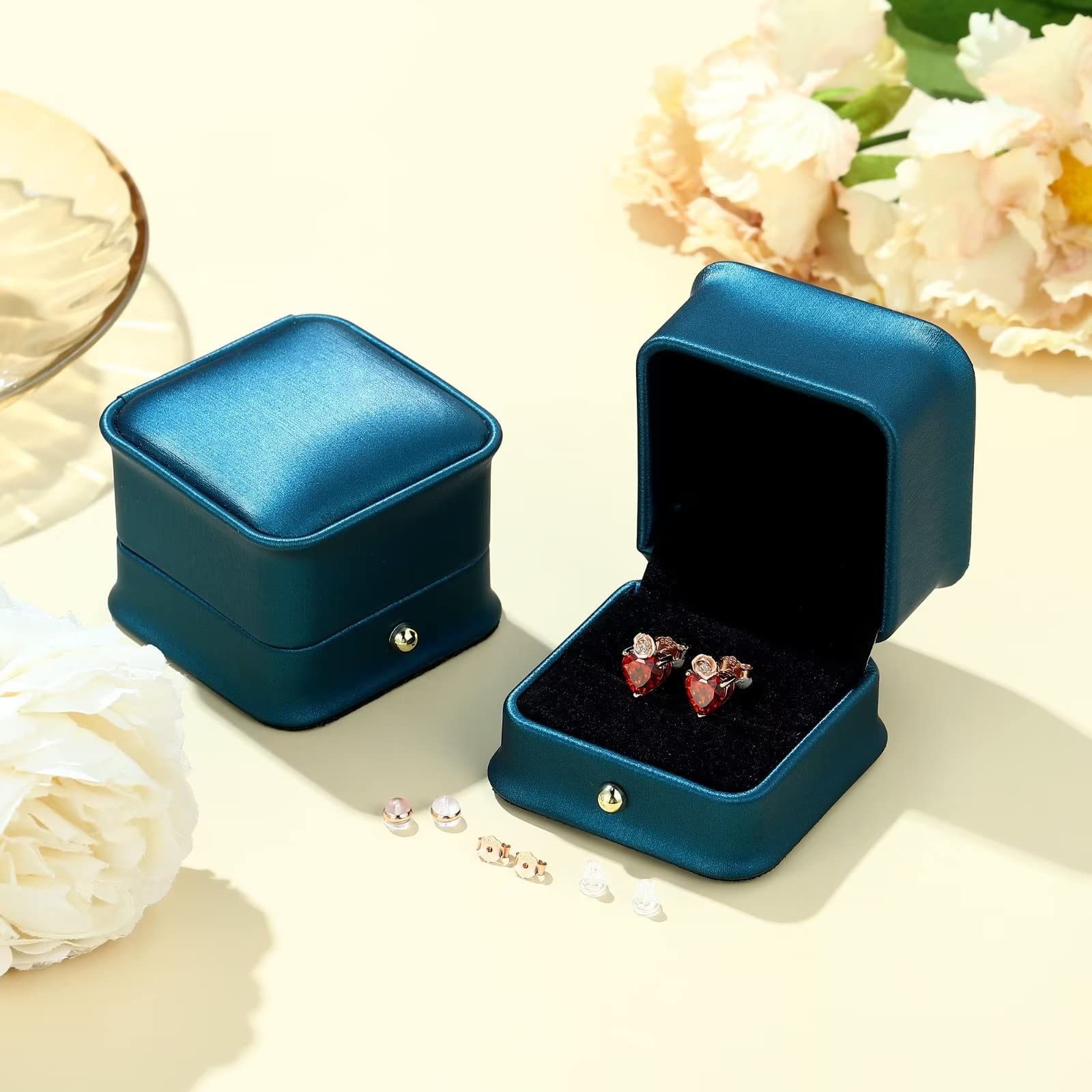 Birthstone Earrings for Women - Sterling Silver Rose Heart Stud Earrings with Birthstones | Perfect Anniversary, Birthday Gifts for Wife, Mom, Daughter | Ideal for Special Occasions & Everyday Wear