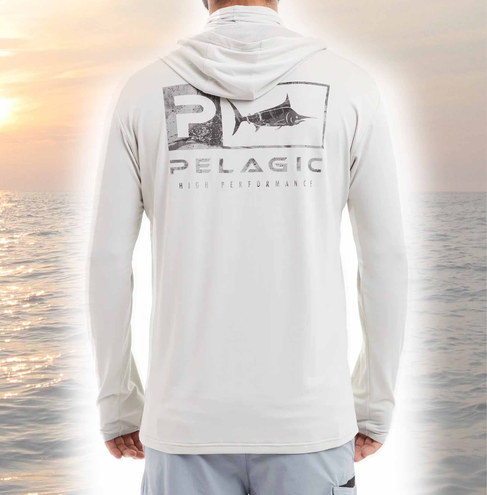 Pelagic Light Grey Long Sleeve Defcon Open Seas Performance Shirt - Fishing, Boating & Outdoor Activities