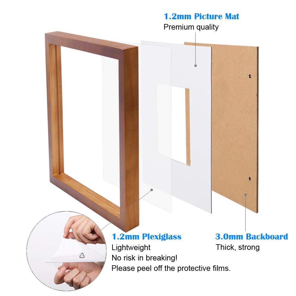 Egofine 11x14 Picture Frames Set of 5 - Light Brown Wood Photo Frames for Wall Display, Tabletop Decor, Home & Office Decorations - Perfect for Family Photos, Artwork, and Certificates