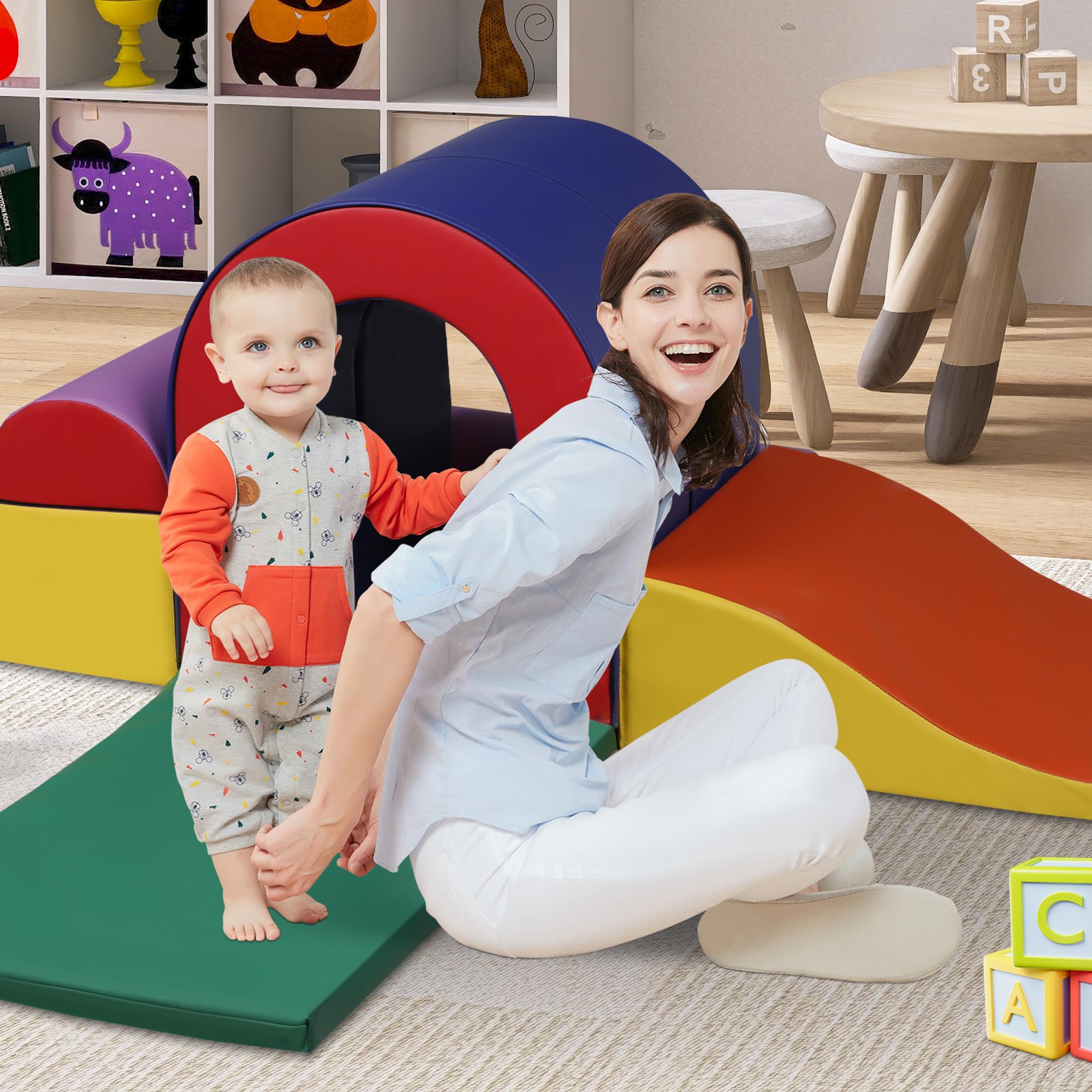 10 Piece Soft Foam Climbing Blocks for Toddlers - Lightweight Baby Climbing Gym Set - Safe Indoor Play Equipment for Crawling, Climbing & Sliding - Perfect for Nursery, Daycare & Home Playrooms