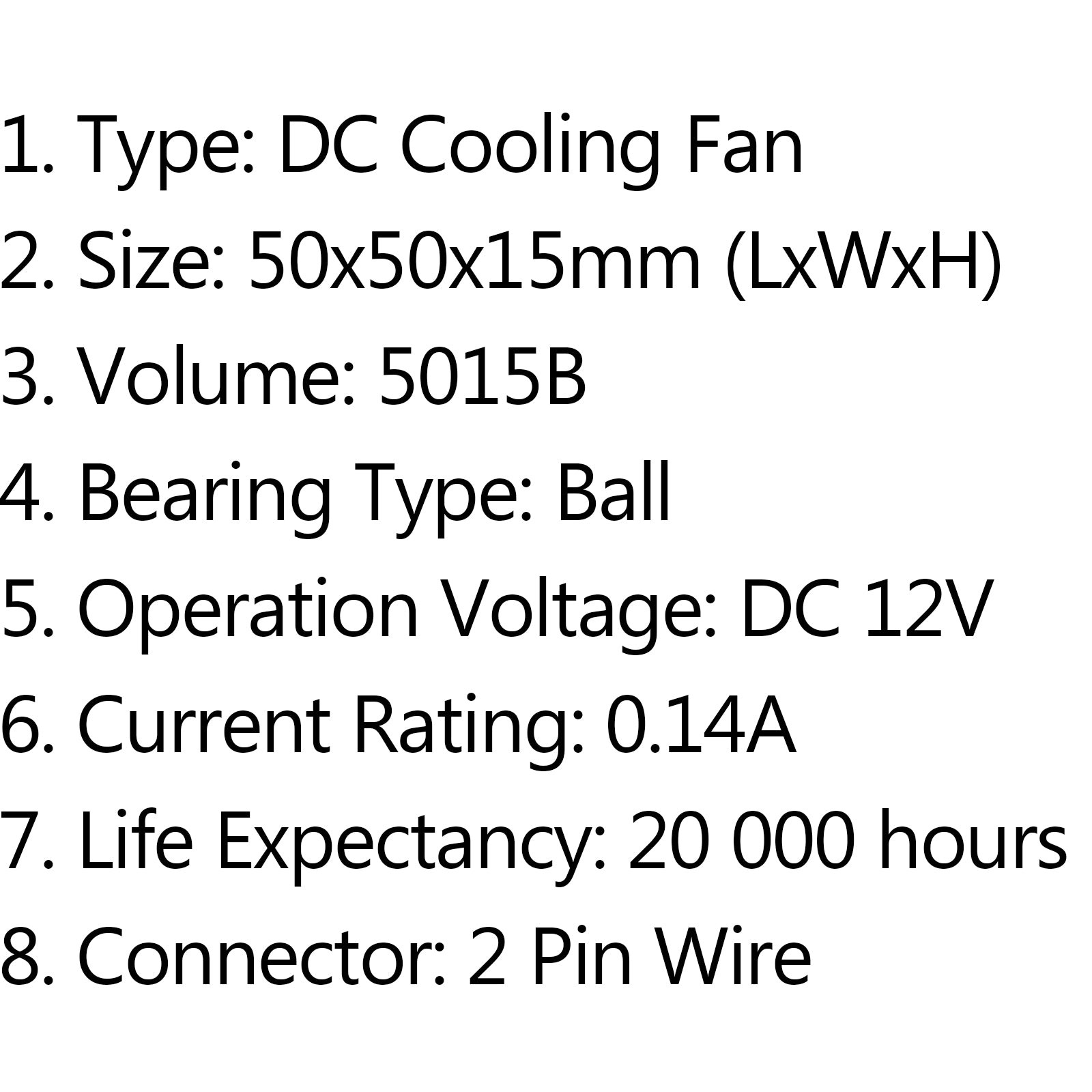 10PCS DC Brushless Cooling PC Computer Fan 12V 5015B 50x50x15mm 0.14A 2 Pin Wire - High Performance Cooling for Gaming PCs, Servers, and Electronics Projects